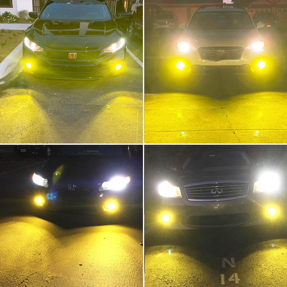 AUXLIGHT H7 LED Fog Light Bulbs, 2400 Lumens, Aluminum, H7/H7LL, Golden Yellow