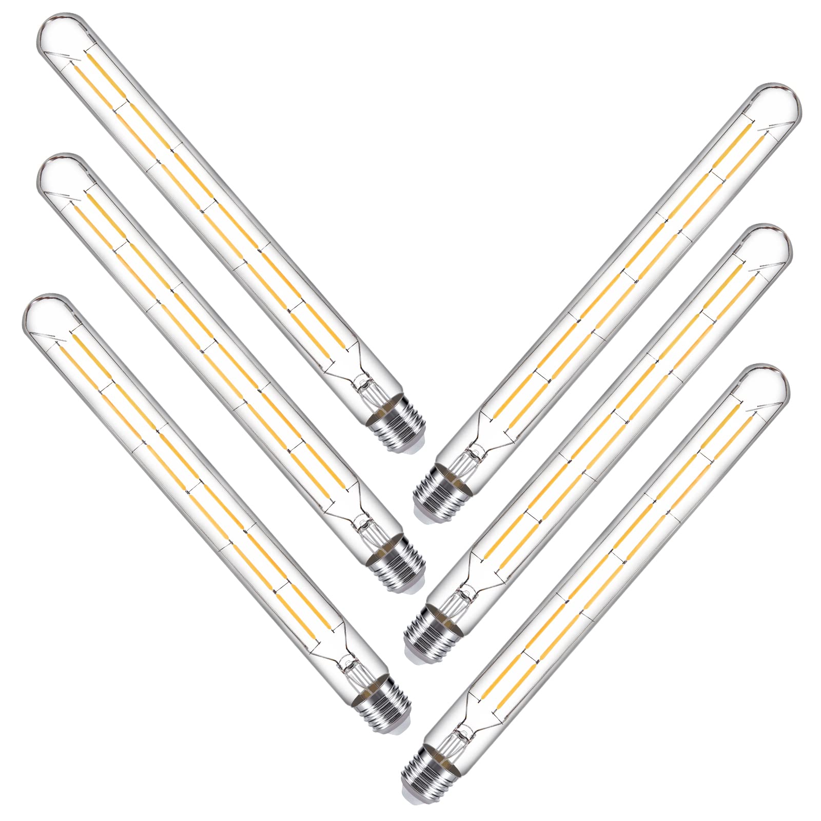 Tianshq Led Tube Bulbs,T10 Tubular Edison Style Led Filament Bulb, 12W Dimmable Antique Led Bulb,E26 Base,Clear Glass,4000K Dayl