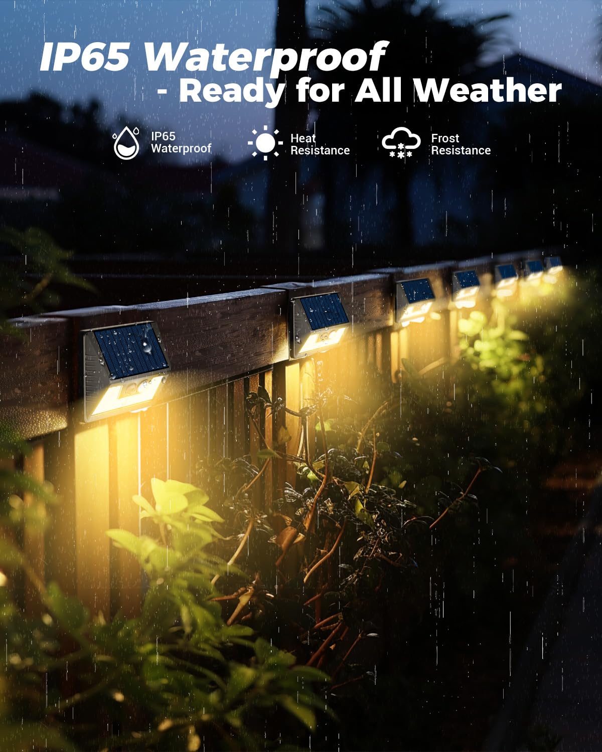 Vighep Solar Fence Lights 12 Pack - Motion Sensor, Wireless, Waterproof, Warm White LED, Black