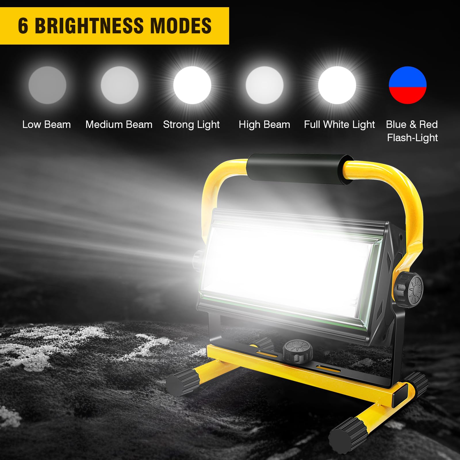 Sylstar Rechargeable Work Light With Detachable Battery, 80W 7000Lm Led Work Light With Stand, Ipx5 Waterproof Portable Flood Li