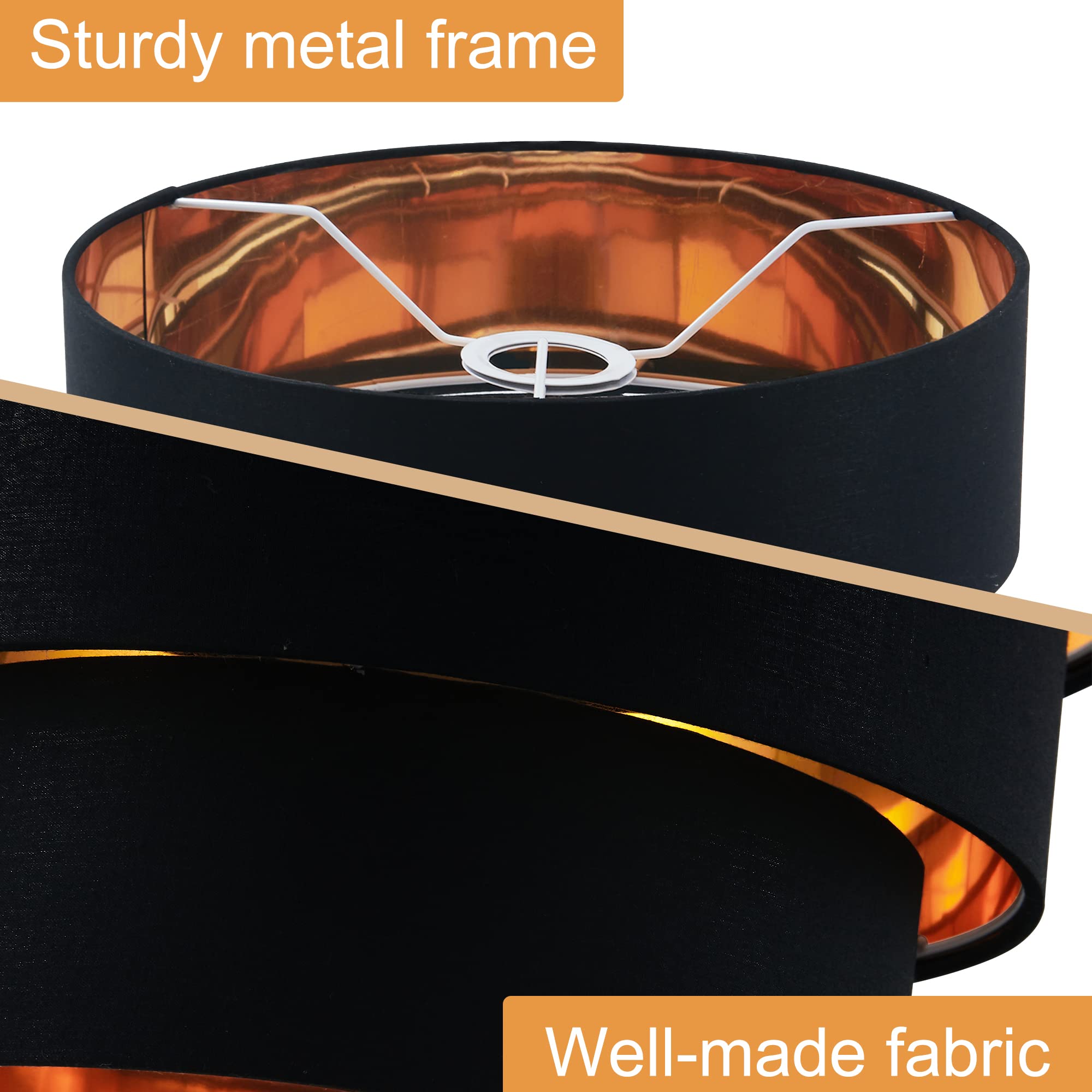 EDISLIVE 3-Tier Drum Linen Lamp Shade for Pendant/Floor Lamp, Brown, Model EDIS448458598