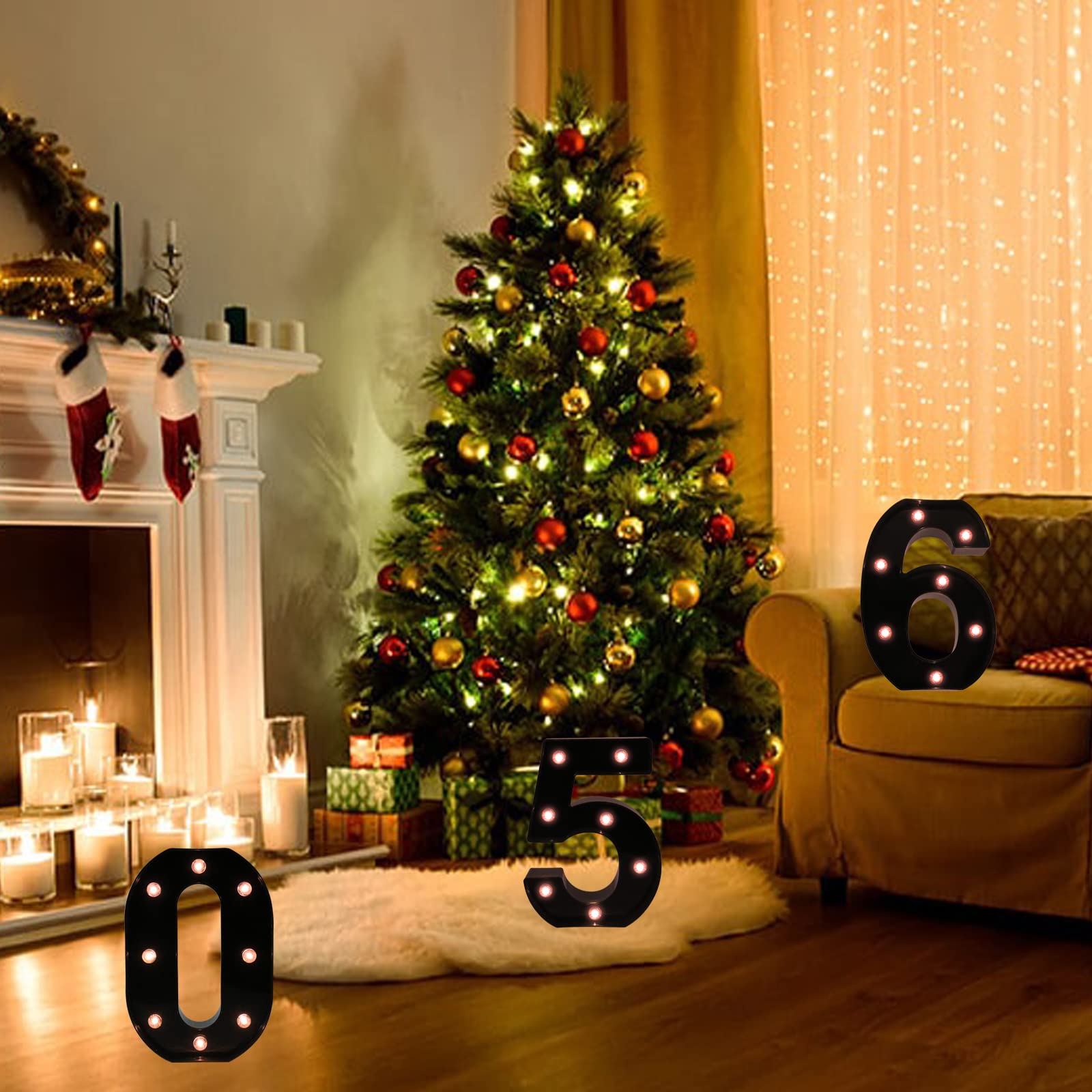 OYCBUZO Light Up Black Alphabet Marquee Sign LED Night Light for Home Bar, Christmas, Birthday, Wedding Decoration, 4