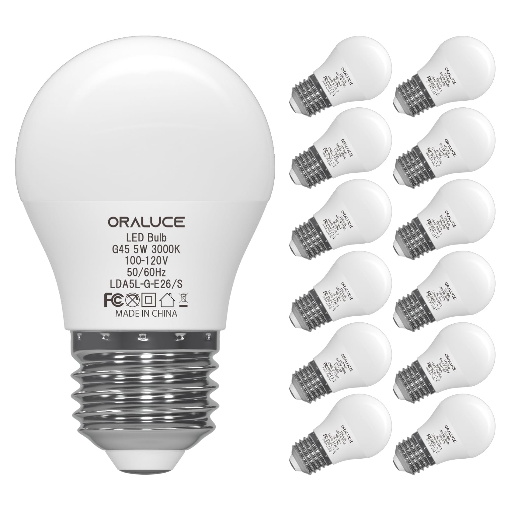 Oraluce A15 Light Bulbs 40 Watt Warm White 3000K, Small Led Light Bulb 5 Watt, G45 E26 Medium Base Lightbulb 450 Lumen For Appli