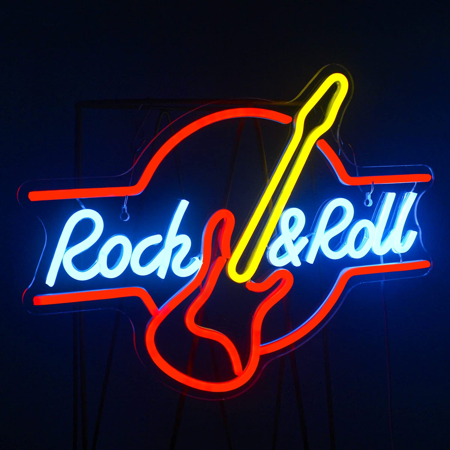 Looklight Guitar Neon Sign, LED Light for Wall Decor, 12.6inx16.5in, Acrylic, Guitar Shape, USB Powered