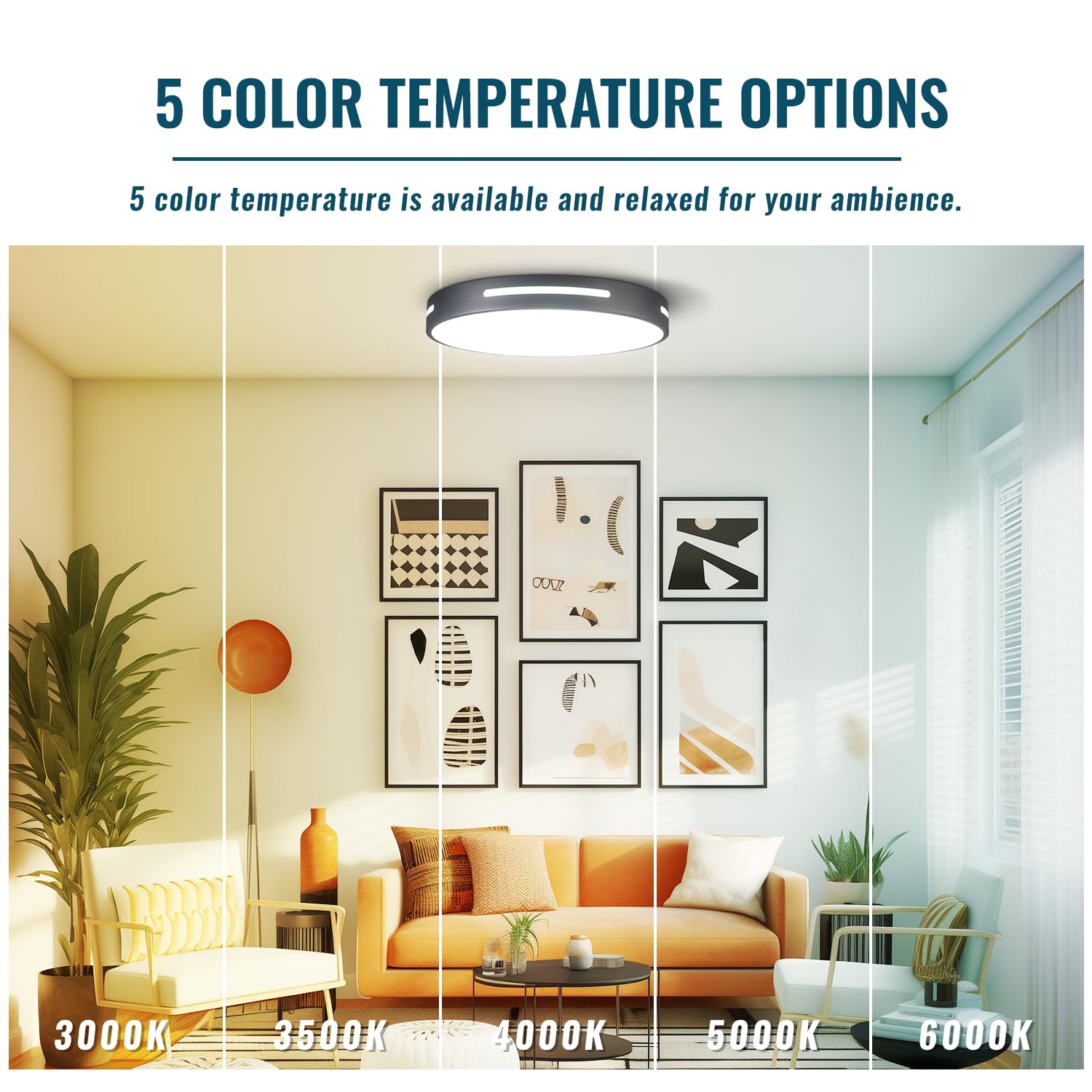 Wheatronic 15 Inch Led Flush Mount Ceiling Light Fixture Set Of 2, 36W Dimmable Kitchen Lighting Fixtures Ceiling Led, Black Lig