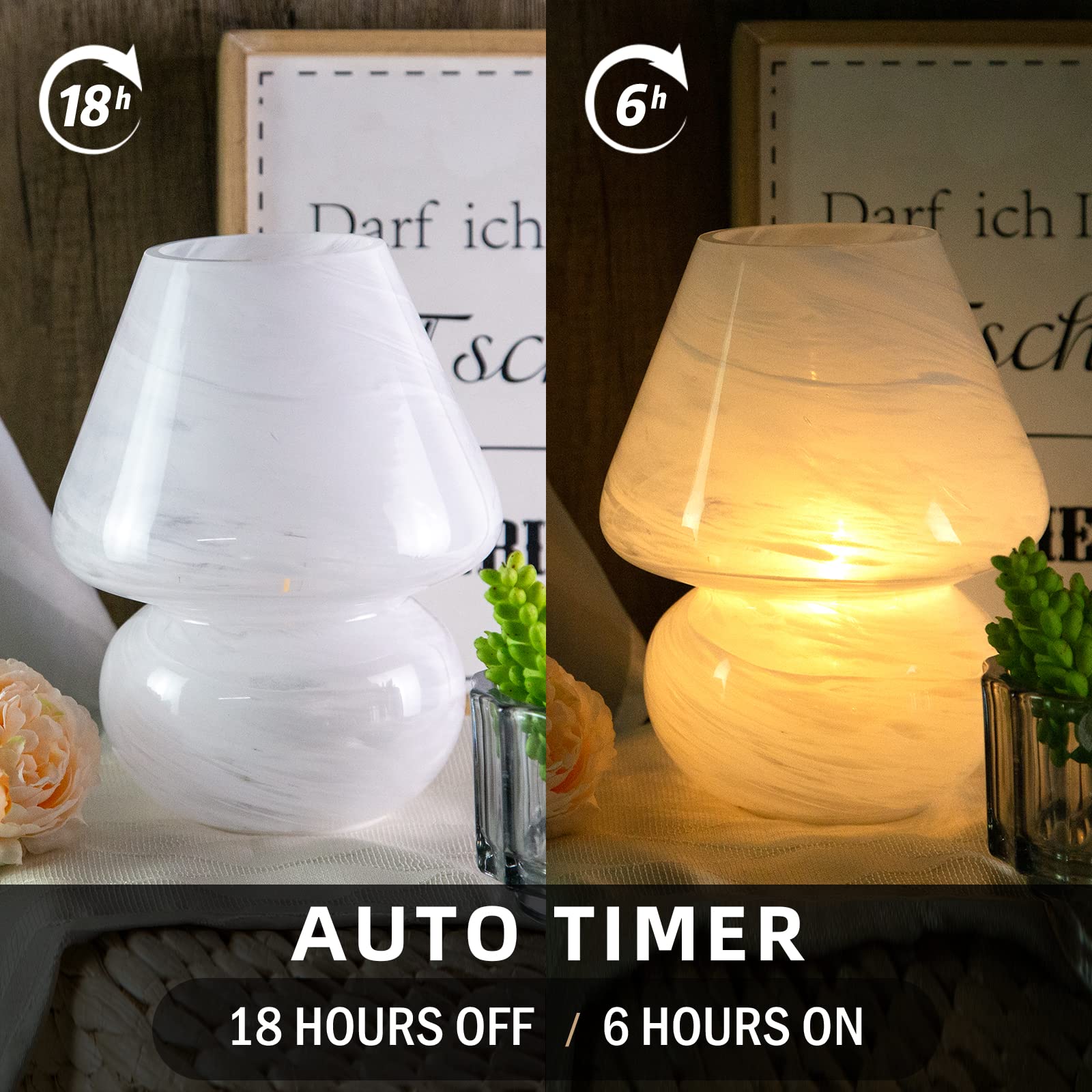 MJ PREMIER Battery Operated Table Lamp, LED Bulb, 15*19 in, Ceramic, Cloud Color