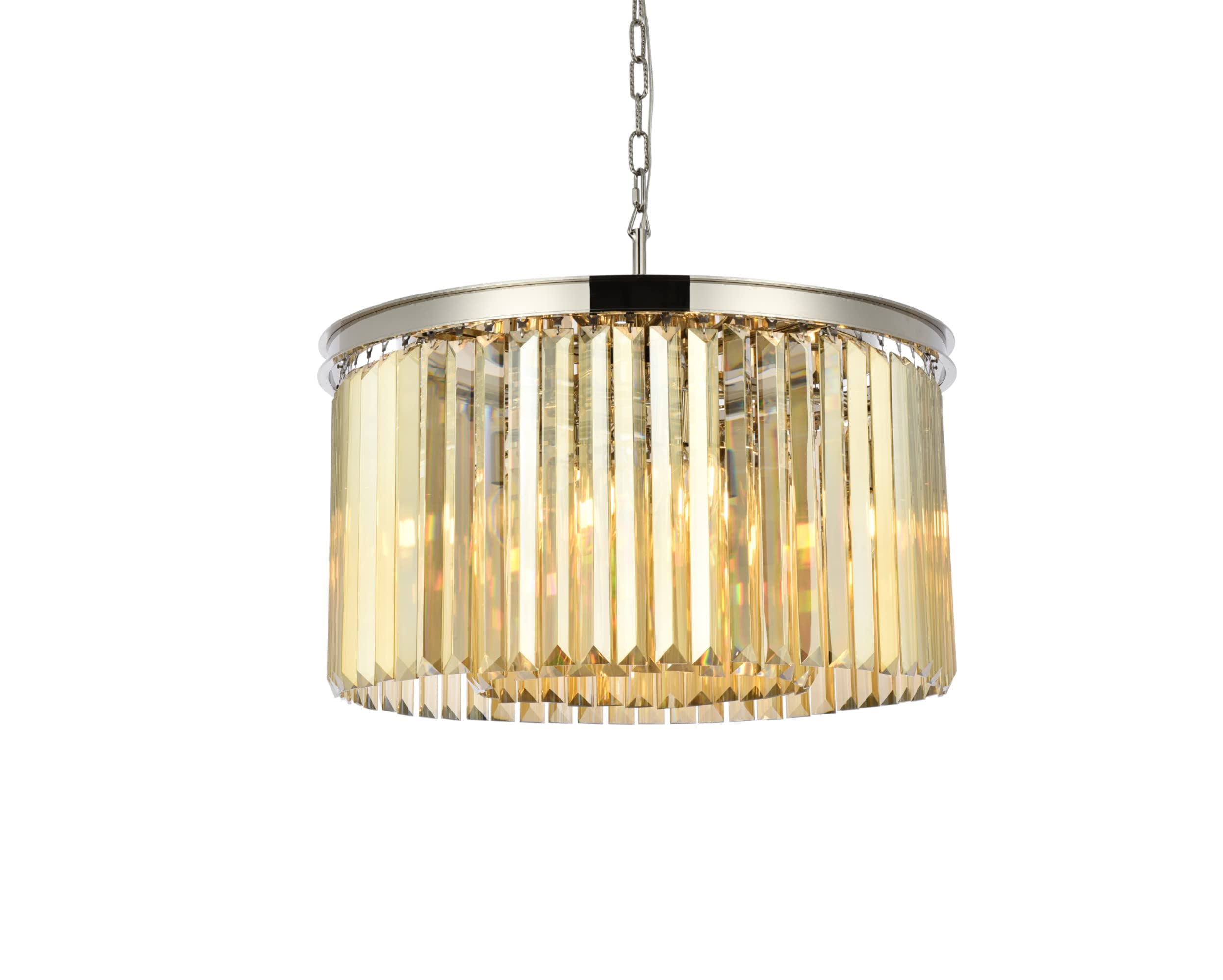 Elegant Lighting Sydney 8 Lt Polished Nickel Chandelier Golden Teak