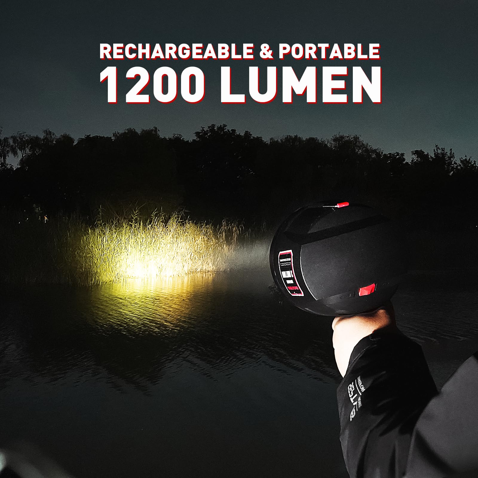 GOODSMANN Spotlight Halogen 1200 Lumen 12V DC Handheld Light, Model 9924-0011-15, Black & Red