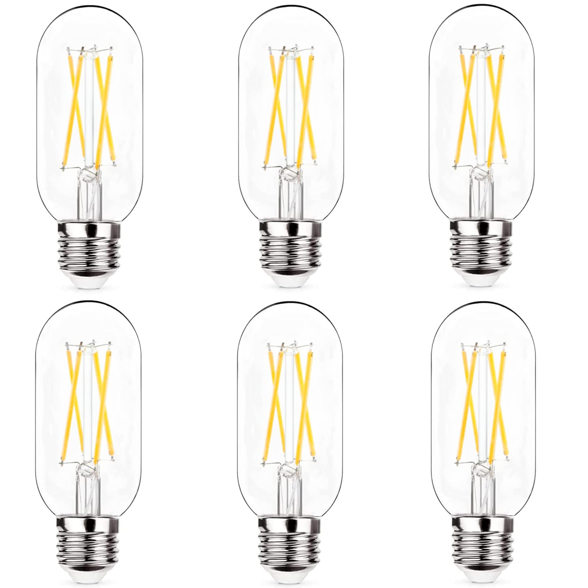 NOTOC Dimmable E26 LED Light Bulb 6W Equivalent 60W E26 Tubular Light Bulb Antique Clear Edison Filament Bulb 600 Lumens 5000K Daylight White Pack of 6
