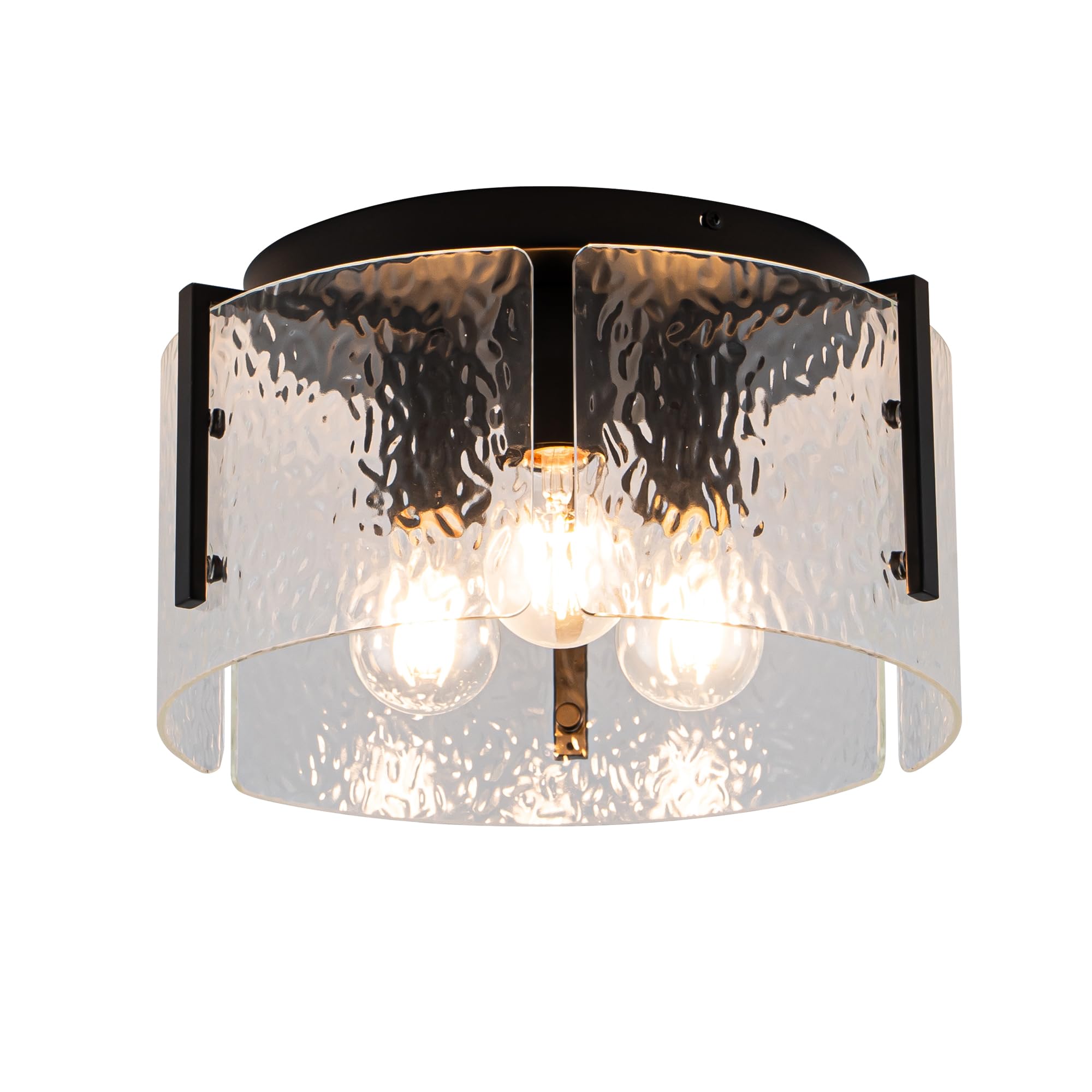 Mayna Modern Black Semi Flush Mount Ceiling Light Fixture, 3-Light Hallway Light Fixtures Ceiling Mount, Dimmable Kitchen Lighti