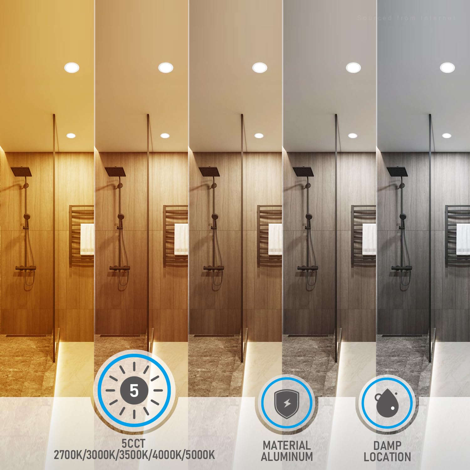 Torchstar 12-Pack 5Cct 6 Inch Ultra-Thin Led Recessed Lighting With Junction Box, Cri90, Aluminum, 2700K3000K3500K4000K5000K, 5%