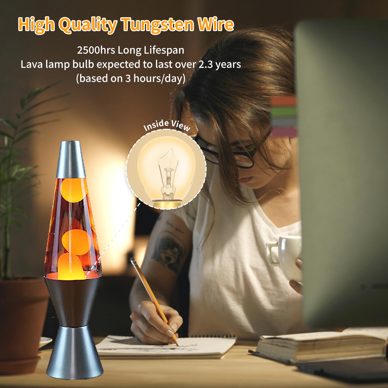 Hinuaxbulb 6 Pack Lava Lamp Bulbs 25 Watt 120V S11 Replacement Light Bulb E17 Standard Base For Glitter Lamps Refrigerator Micro