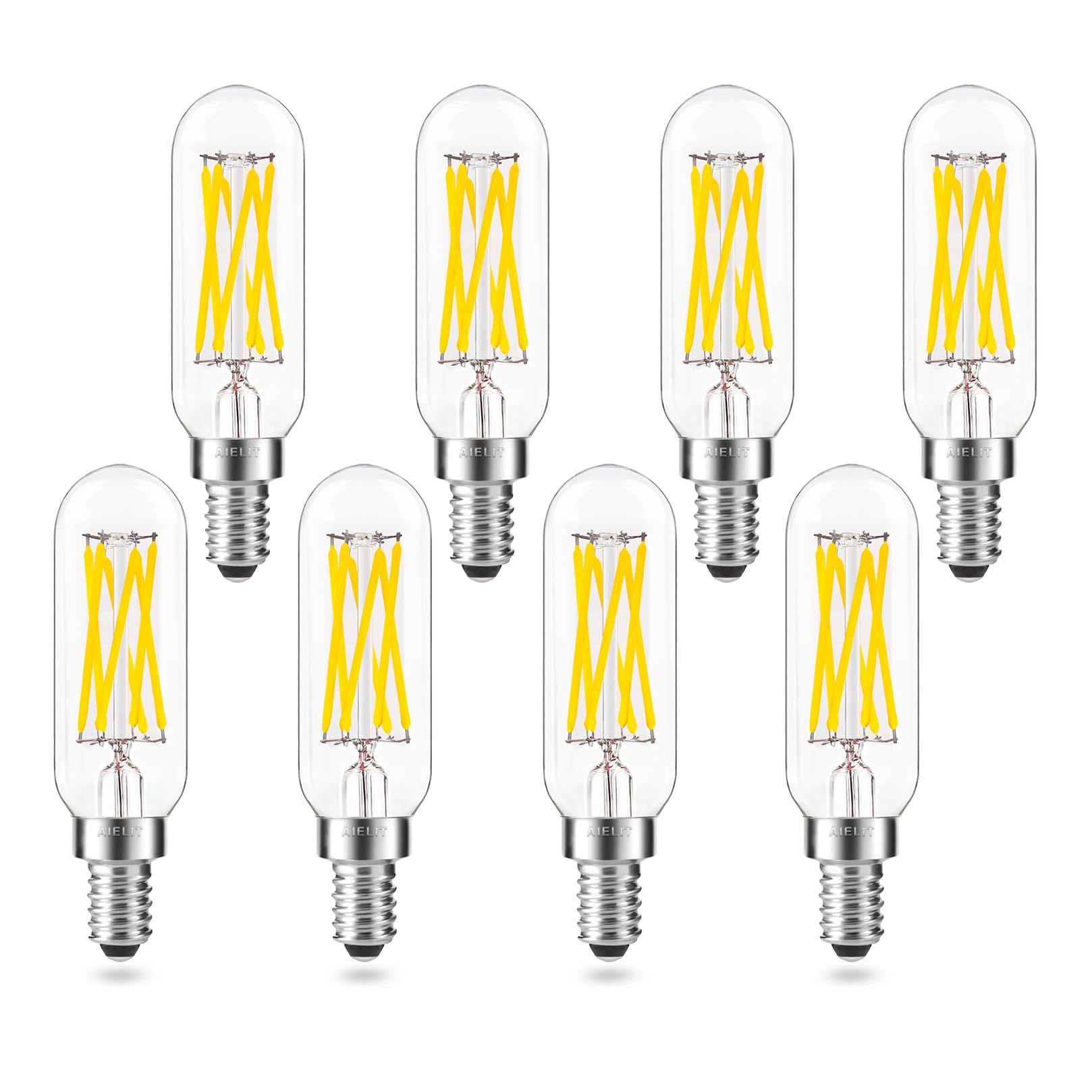 Aielit Dimmable Filament Led Clear T8 Antique Light Bulb, 60W Equivalent Bright White (5000K), 6-Watt Tubular Led Bulb Edison For Pendant Lighting Fixtures, E12 Small Candelabra Base, 600 Lm, 8-Pack