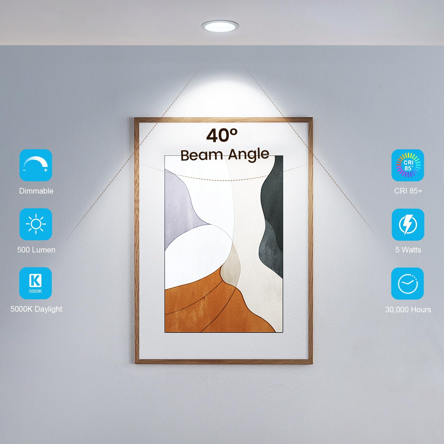 Torkase Dimmable 5000K GU10 LED Bulbs, 5W (50W Halogen Equivalent), Energy Saving, 10-Pack for Track and Recessed Lighting