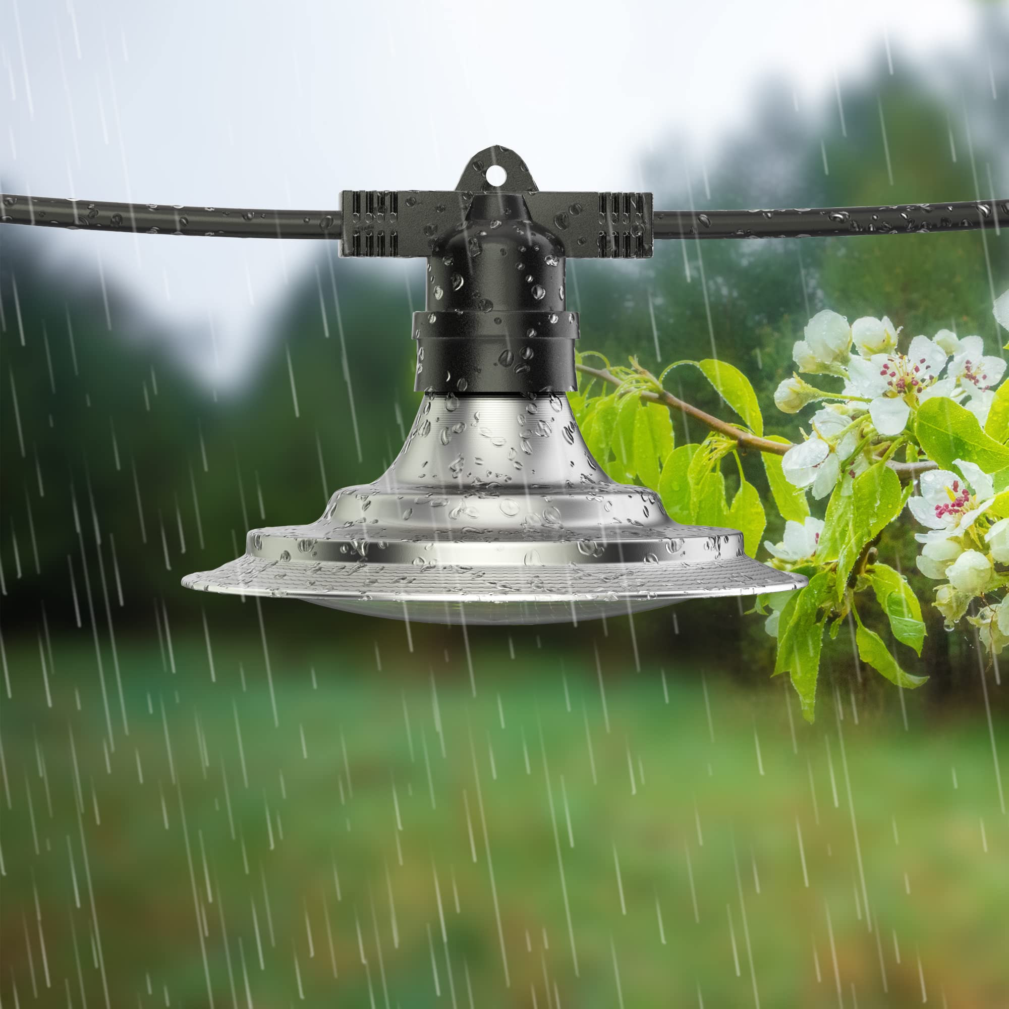 Espird LED Grow Light String with Timer - 12 Waterproof Full Spectrum Lamps for Greenhouse, Veg & Flower Growth, Black & Silver