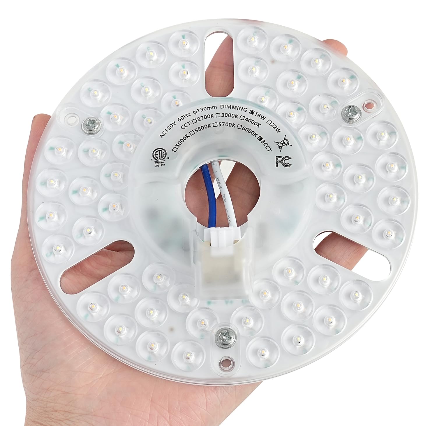 Ledytech 5.12 LED Ceiling Fan Light Retrofit Kit, 18W Dimmable, 3CCT, 2200LM, Aluminum