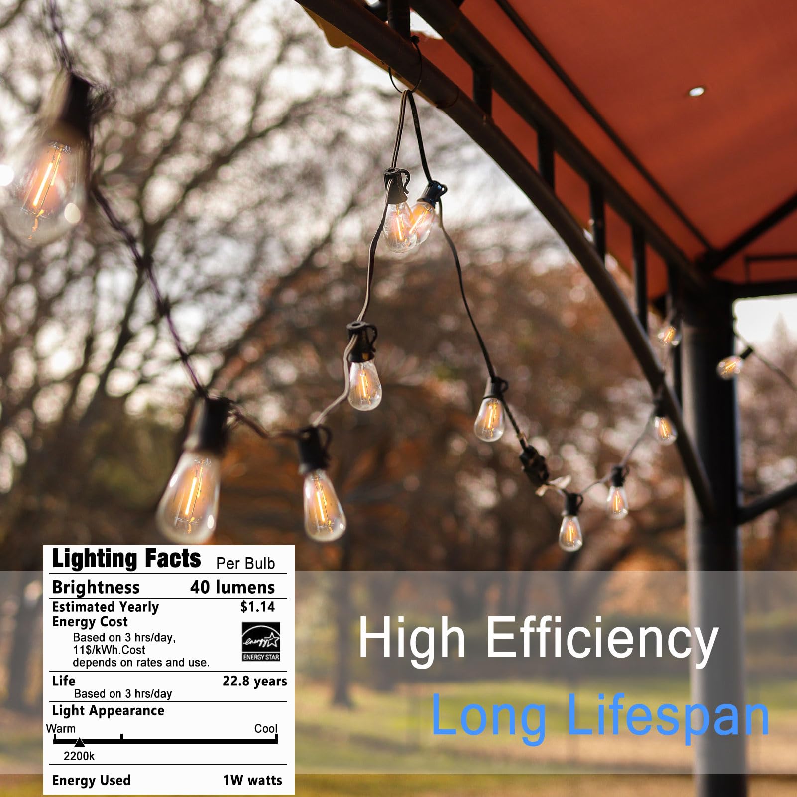 Meidaoduo LED Outdoor Edison String Lights 400FT 200+8 ST38 Bulbs Waterproof Black Plastic Connectable for Patio Garden