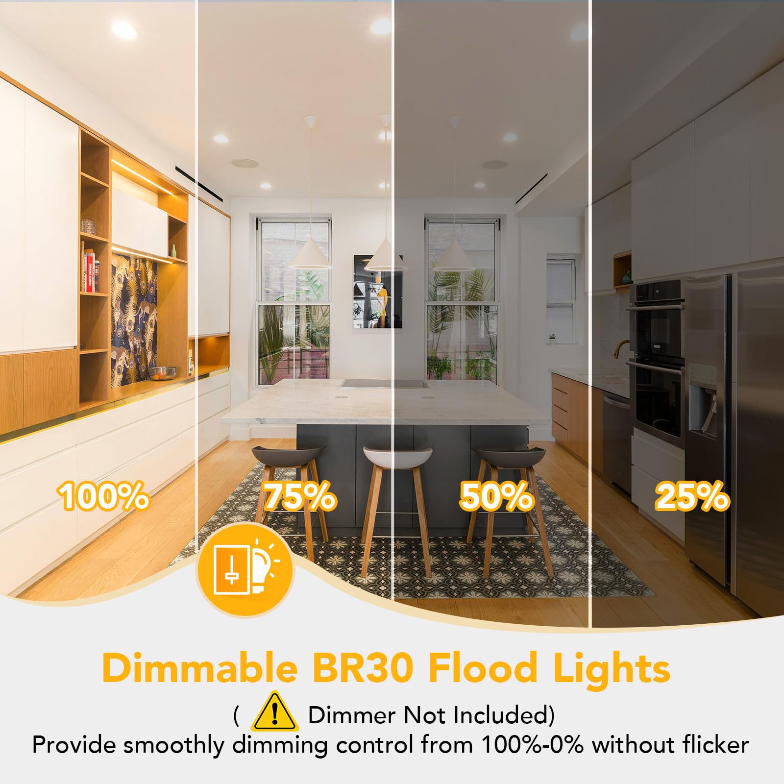 Maylaywood Br30 Led Light Bulbs Indoor Flood Light, 90W Equivalent, Dimmable, Soft White 3000K, 950Lm, E26 Base, 9W Led Recessed