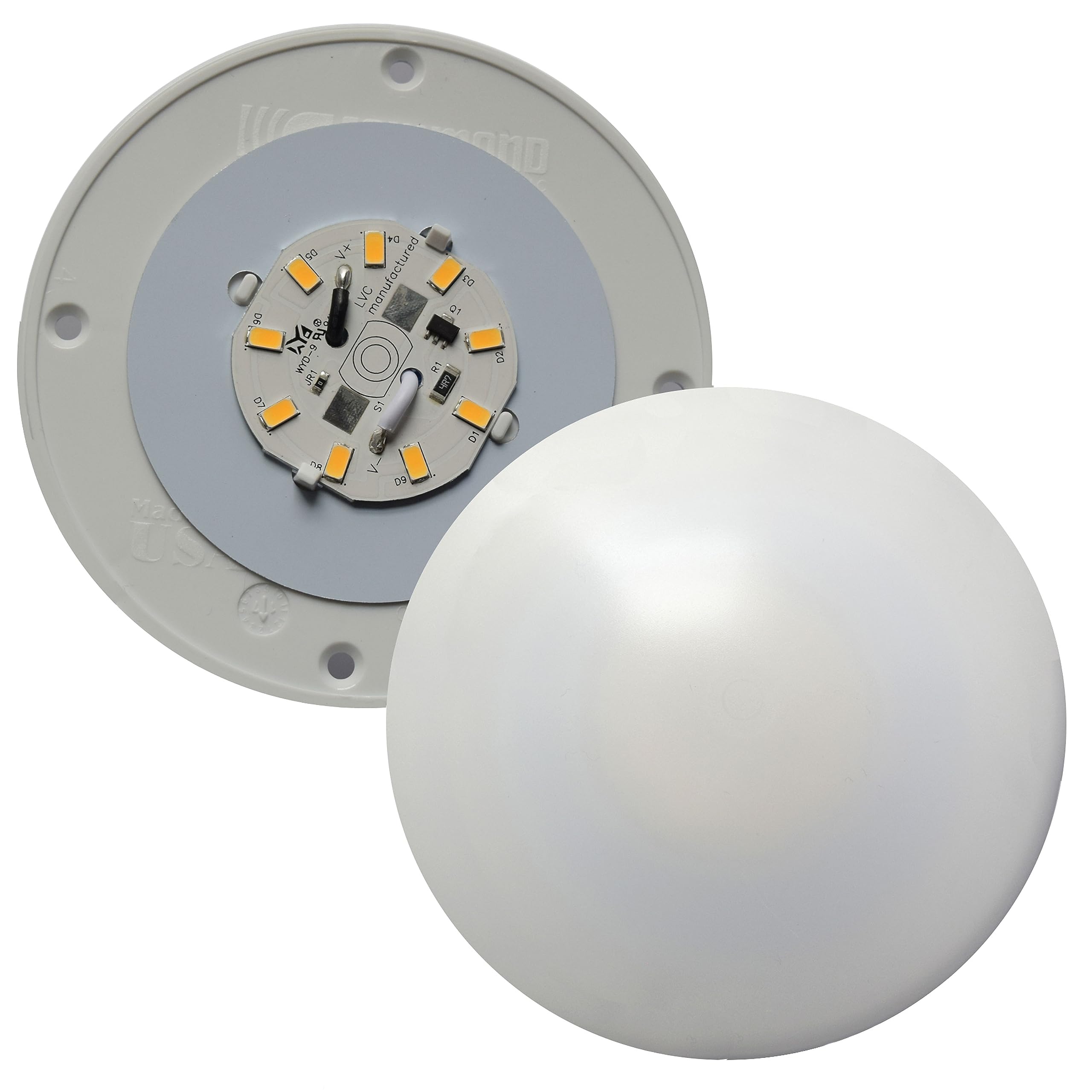 oumebiu Surface Mount Round LED Ceiling Light, 4.5in Diameter, 0.75in Height, White, Model 001-1050, Plastic Metal Material