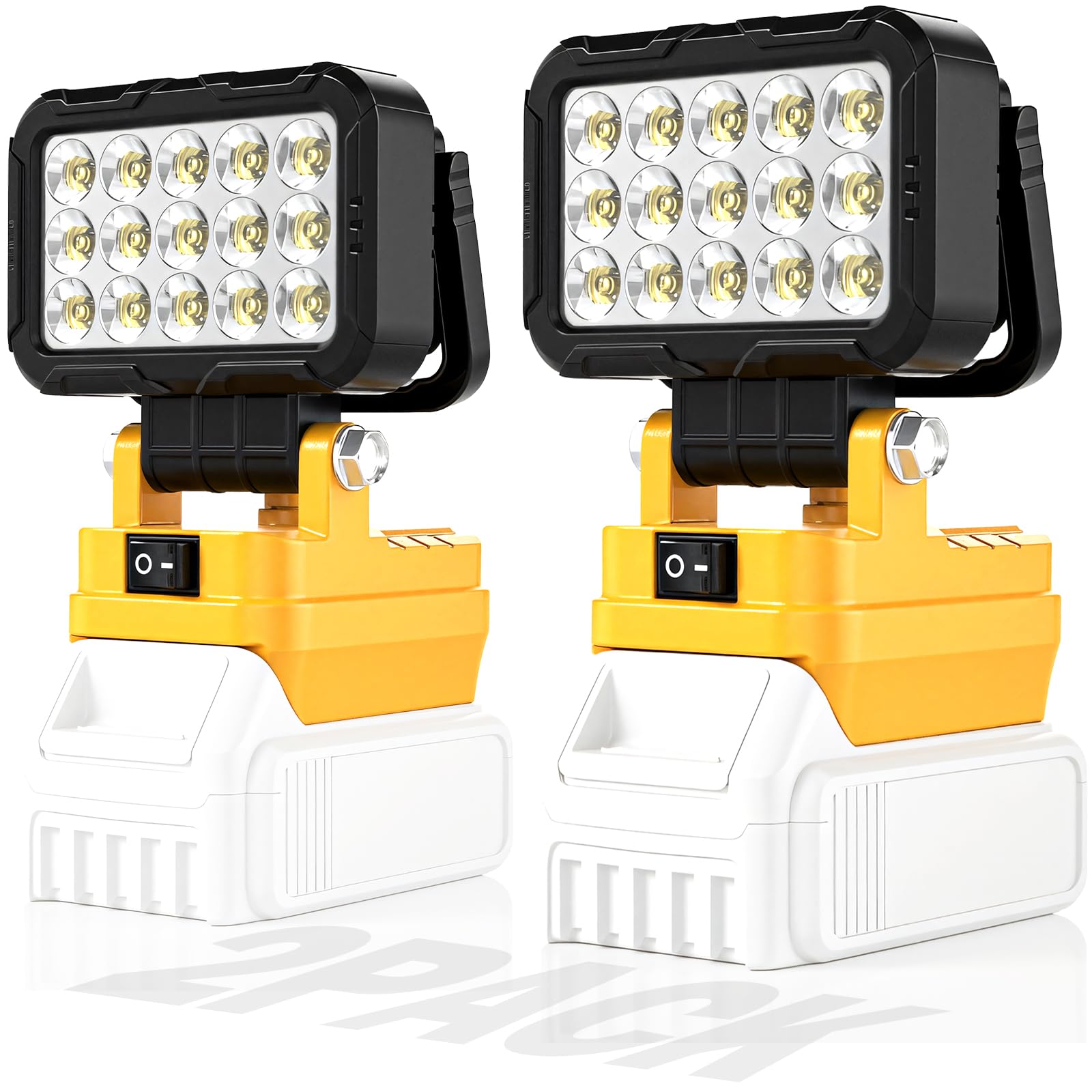 2 Pack LED Work Light Compatible with Milwaukee m18 18V Battery, 40W 6000LM Cordless Work Light with 2 USB Output Port, 145 Adju