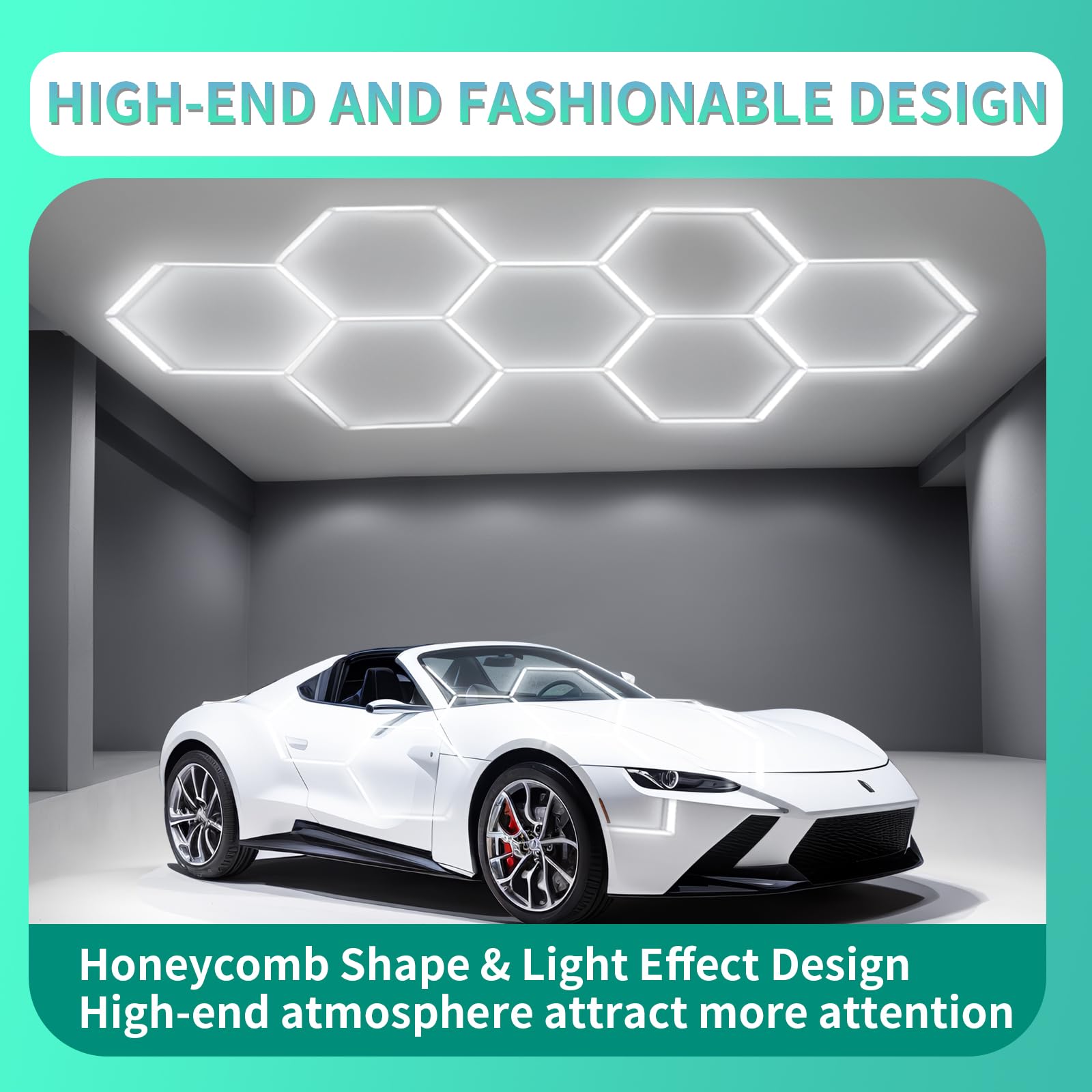 Faishilan Hexagon Lights: High Brightness 240W, 26,960 Lm, 6500K Hexagon Garage Lights, Hexagon Led Lights 7 Grid For Garage, Sh