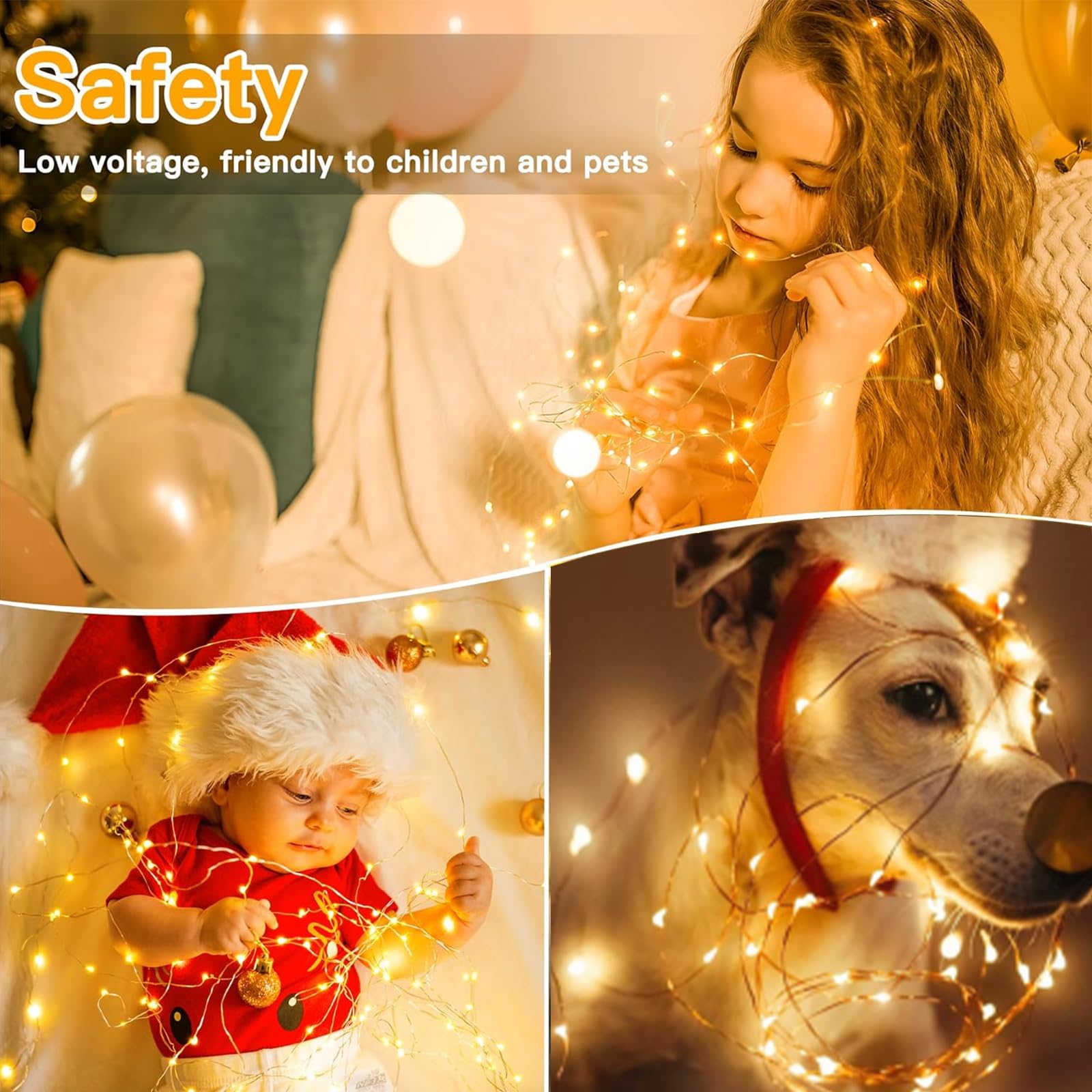 Fairy String Lights, 2 Pack 100 Led String Lights, 33 Ft Twinkle Lights For Indoor&Outdoor Waterproof, Battery Operated Starry Lights For Wedding Home Parties Christmas Holiday Decoration(Warm White)
