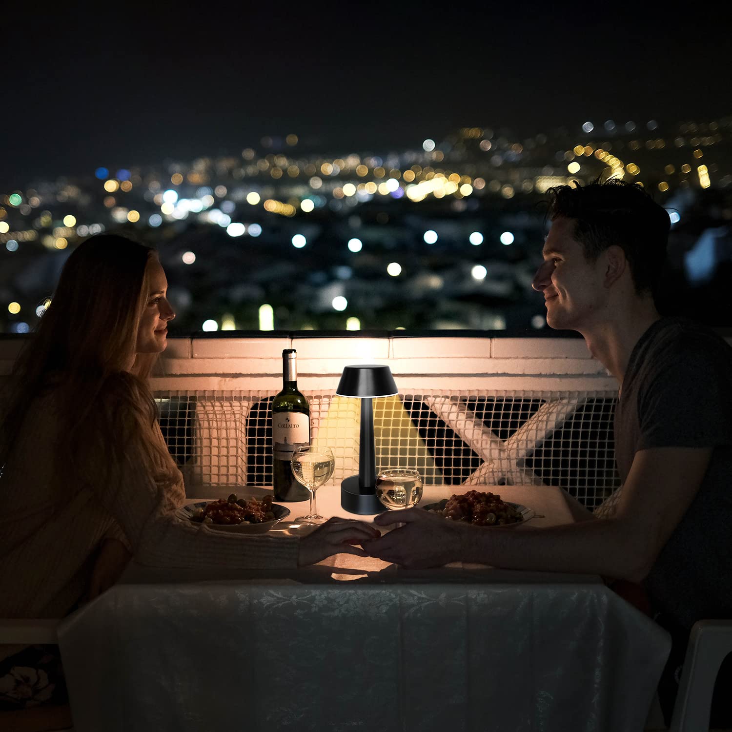 UMEXUS Rechargeable Small Cordless Table Lamp, LED Touch 3 Color Dimming, Metal, Black 2 Pack, Model RG-15825