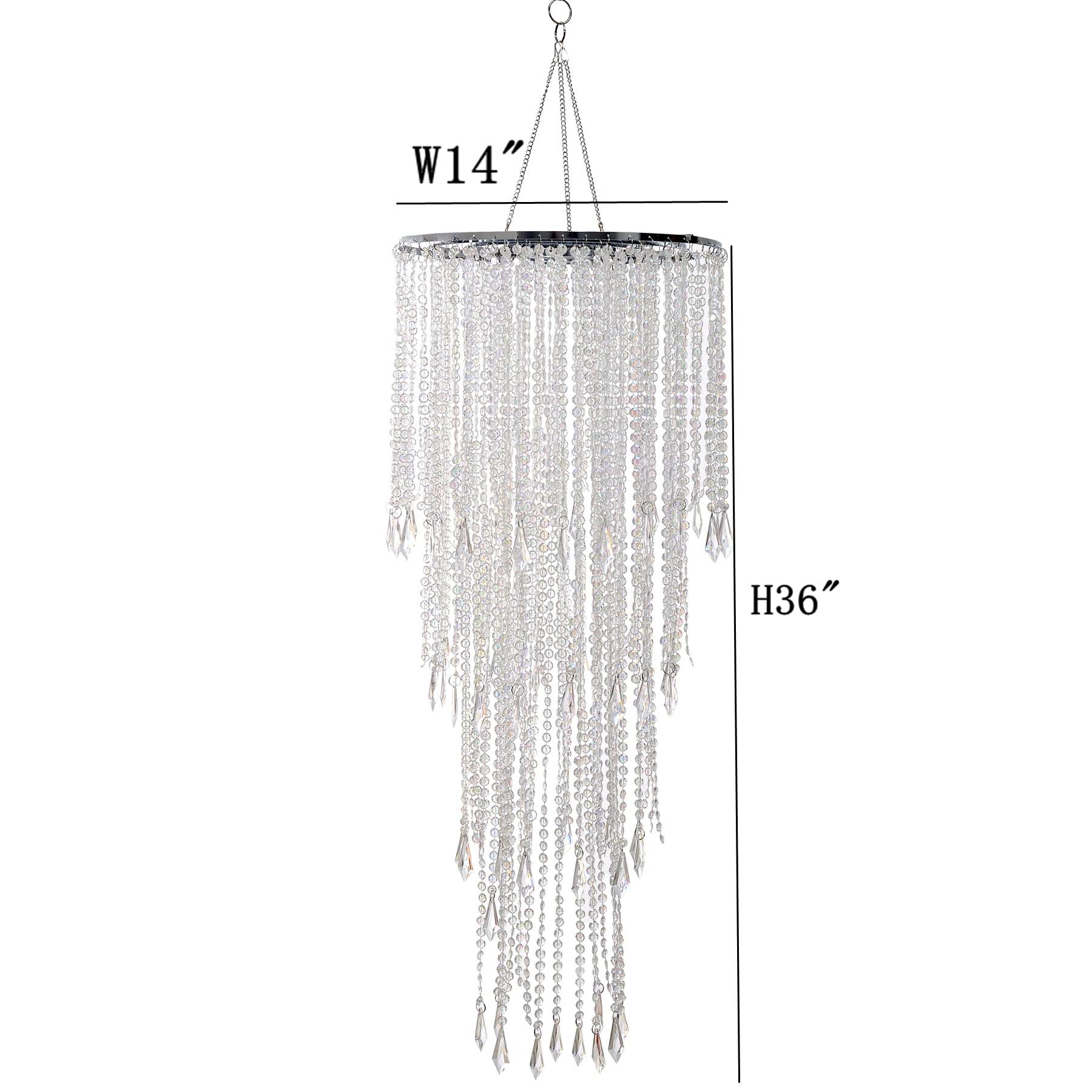 Flavorthings Beaded Chandelier,Sparkling Iridescent Acrylic Beaded Hanging Chandelier,4 Tiers Beads Pendant Shade, Ceiling Chand
