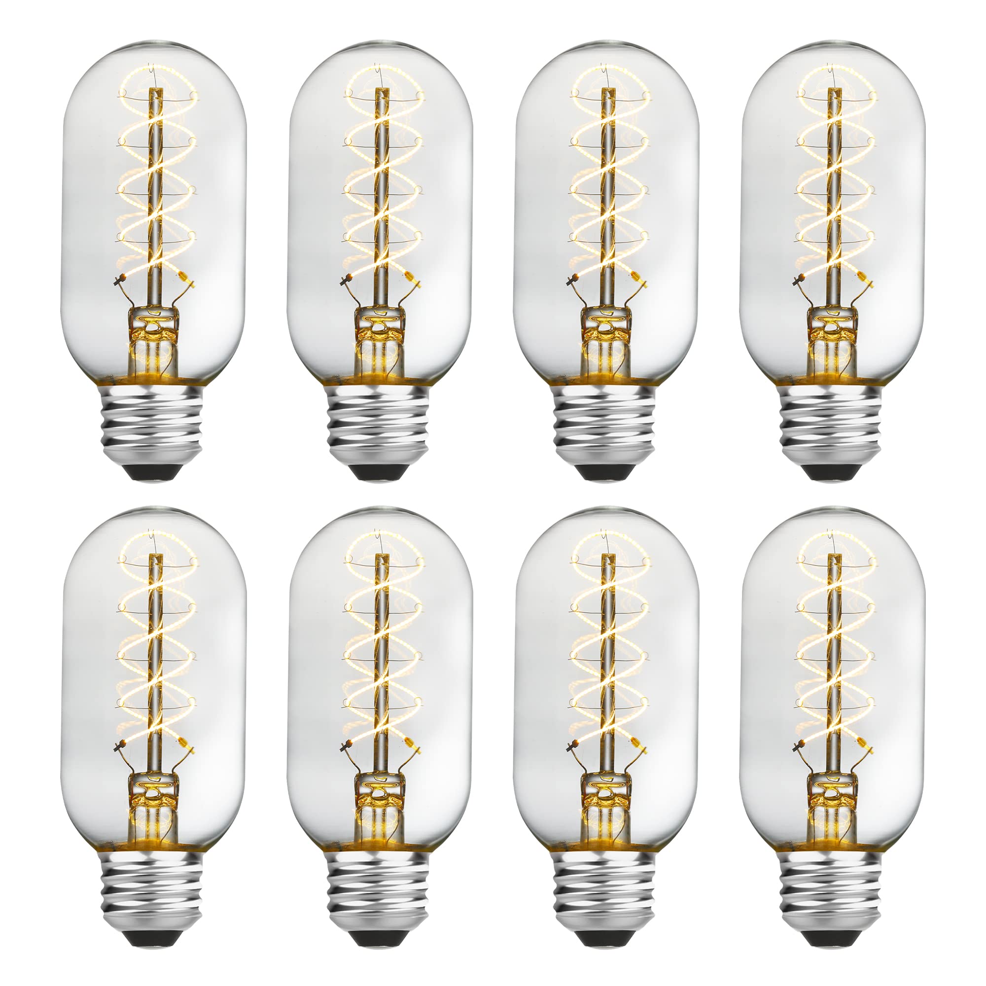 Amdtu Edison Bulbs 40 Watt Led Soft White 2700K, Vintage Super Thin Spiral Filament Non-Dimmable, T45 Incandescent Tubular Light