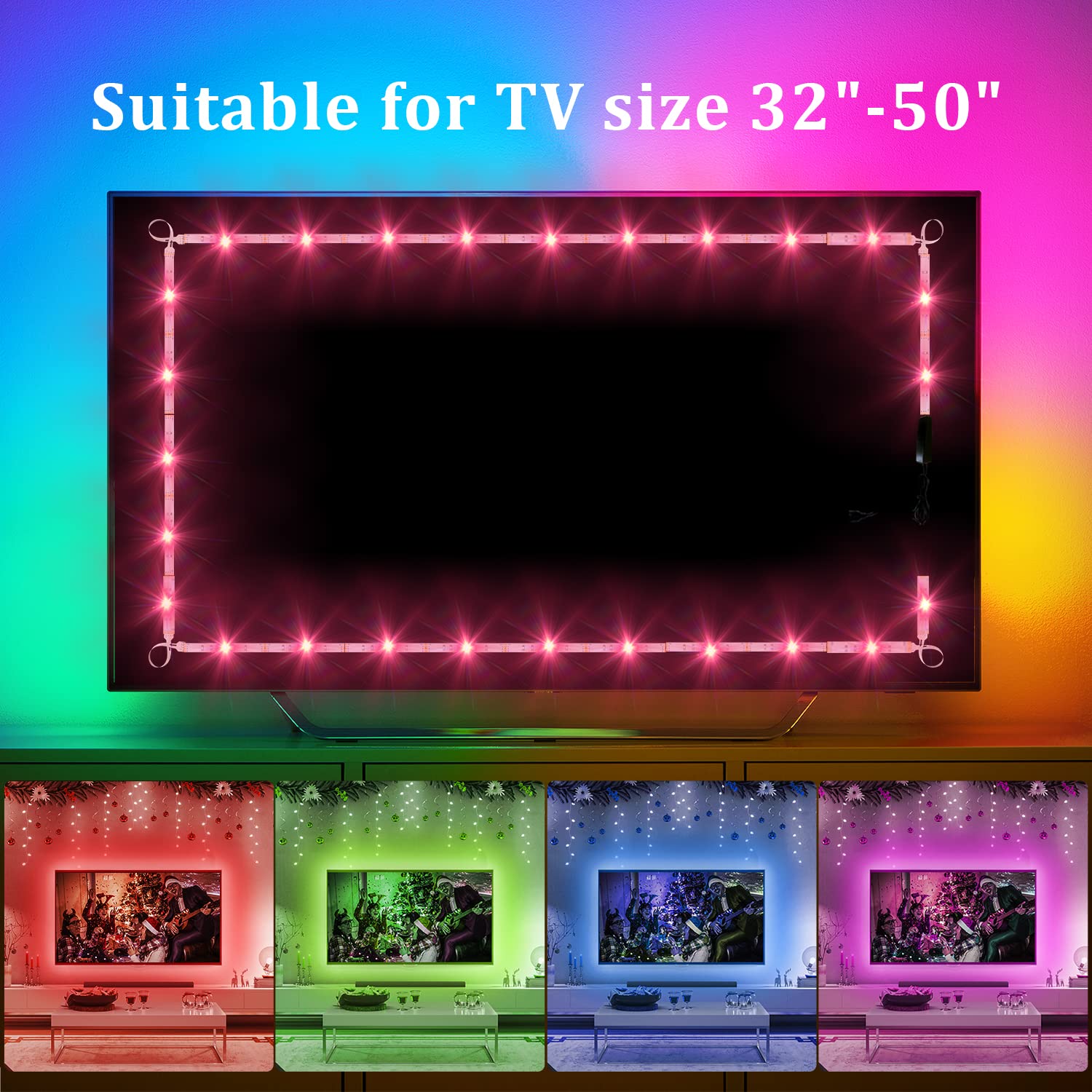 Daybetter Tv Led Backlights, 8.2Ft Tv Light Strip For 32Inch Tv Led Strip Lights Usb With Remote, Led Lights Music Sync Rgb For