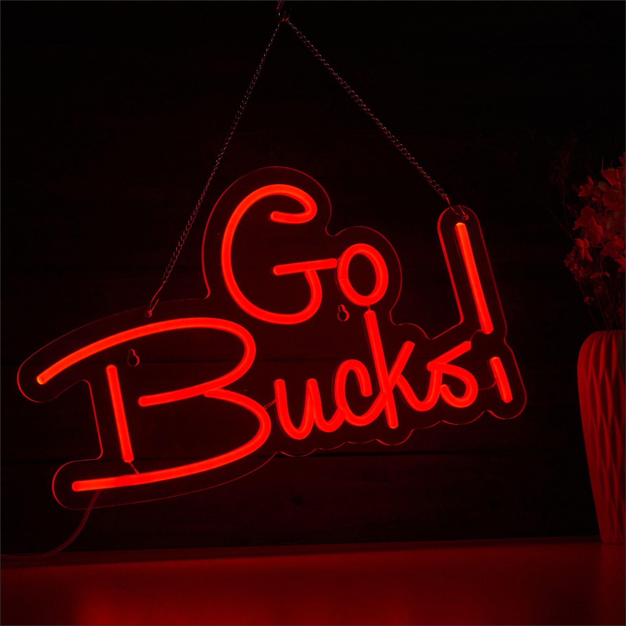 VarLietin Go Bucks Neon Sign LED Wall Decor 9.8x16.5 inches Acrylic Red GoBucks