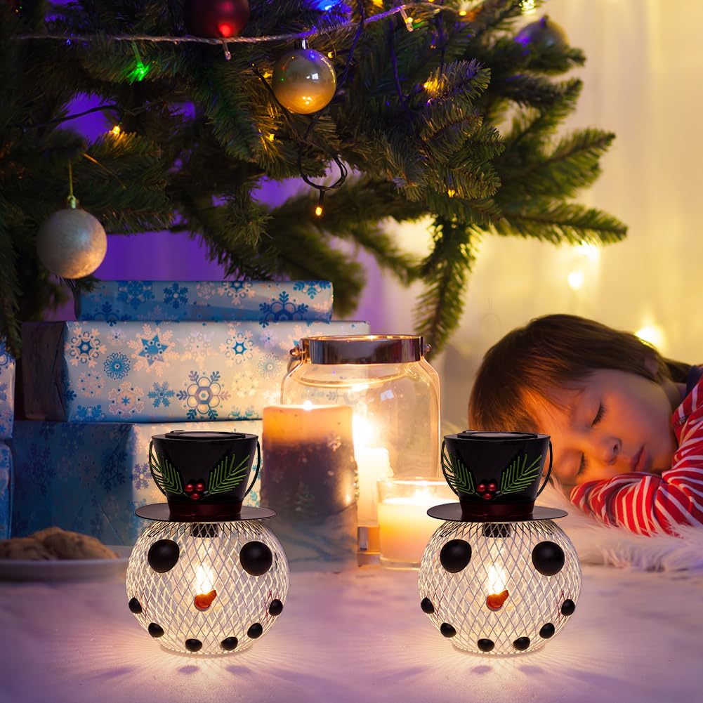 Starsoul Solar Christmas Snowman Lanterns Outdoor Waterproof  Hanging Christmas Led Solar Light Decorations  White Holiday Snowman Lantern For Garden  Patio  Yard  Porch  Gifts For Mom