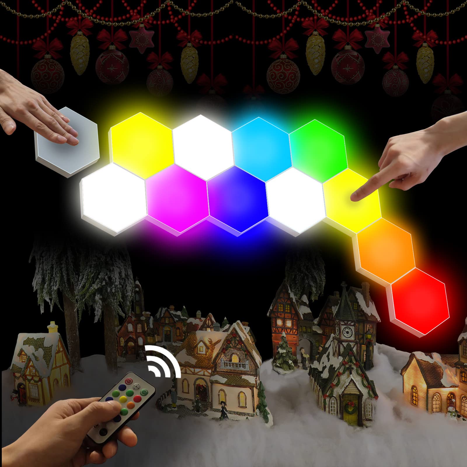 Yxqua Hexagonal Wall Light Modular Touch Sensitive Lights Creative Geometry Assembly Led Hexagon Lights Suitable For Iving Room,