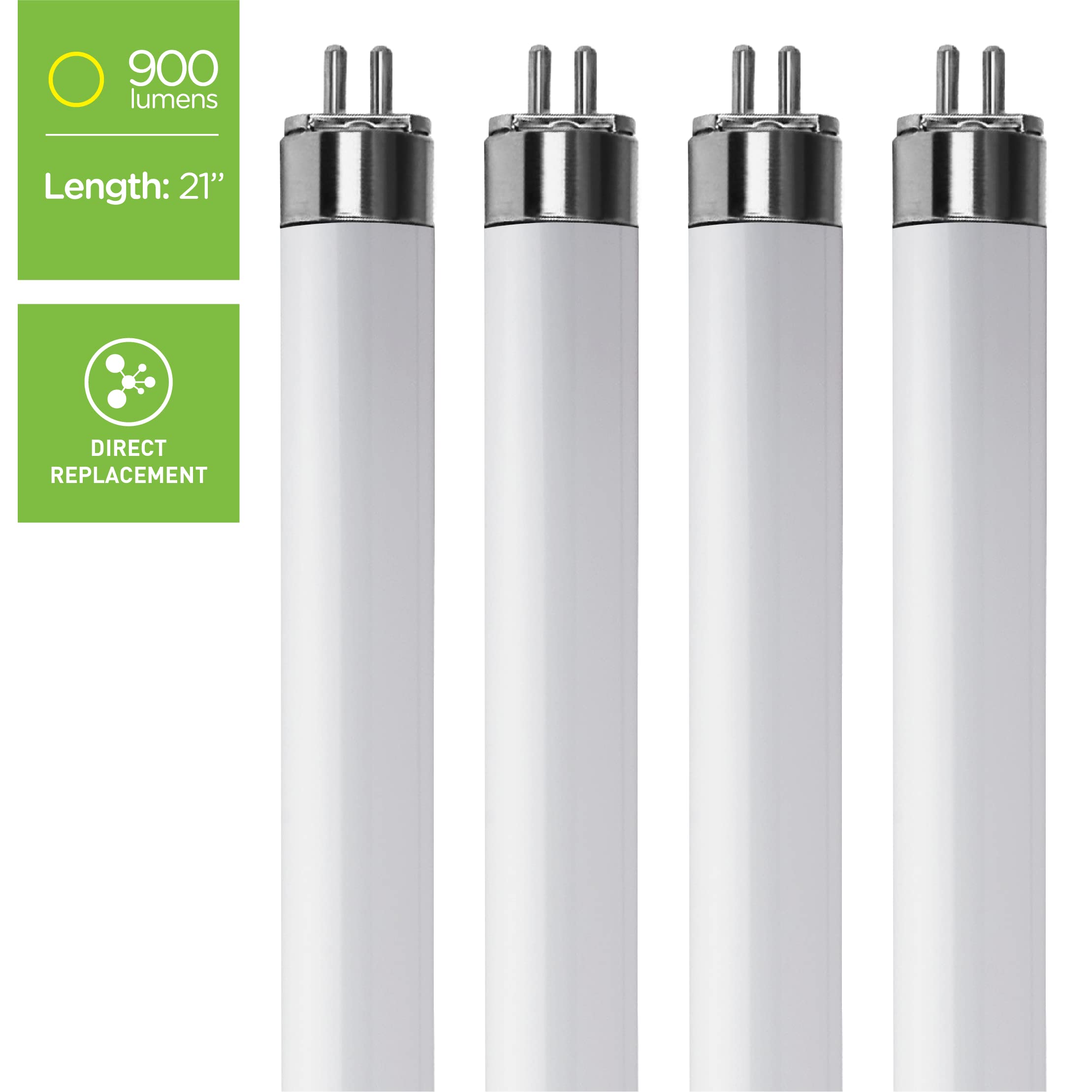 Kor (4 Pack) K22133 - L13T5/41K - Led Tube - 21 Inches Long - 8 Watt (13W Equivalent) - T5 - Mini 2-Pin (G5) - Non-Dimmable - 41