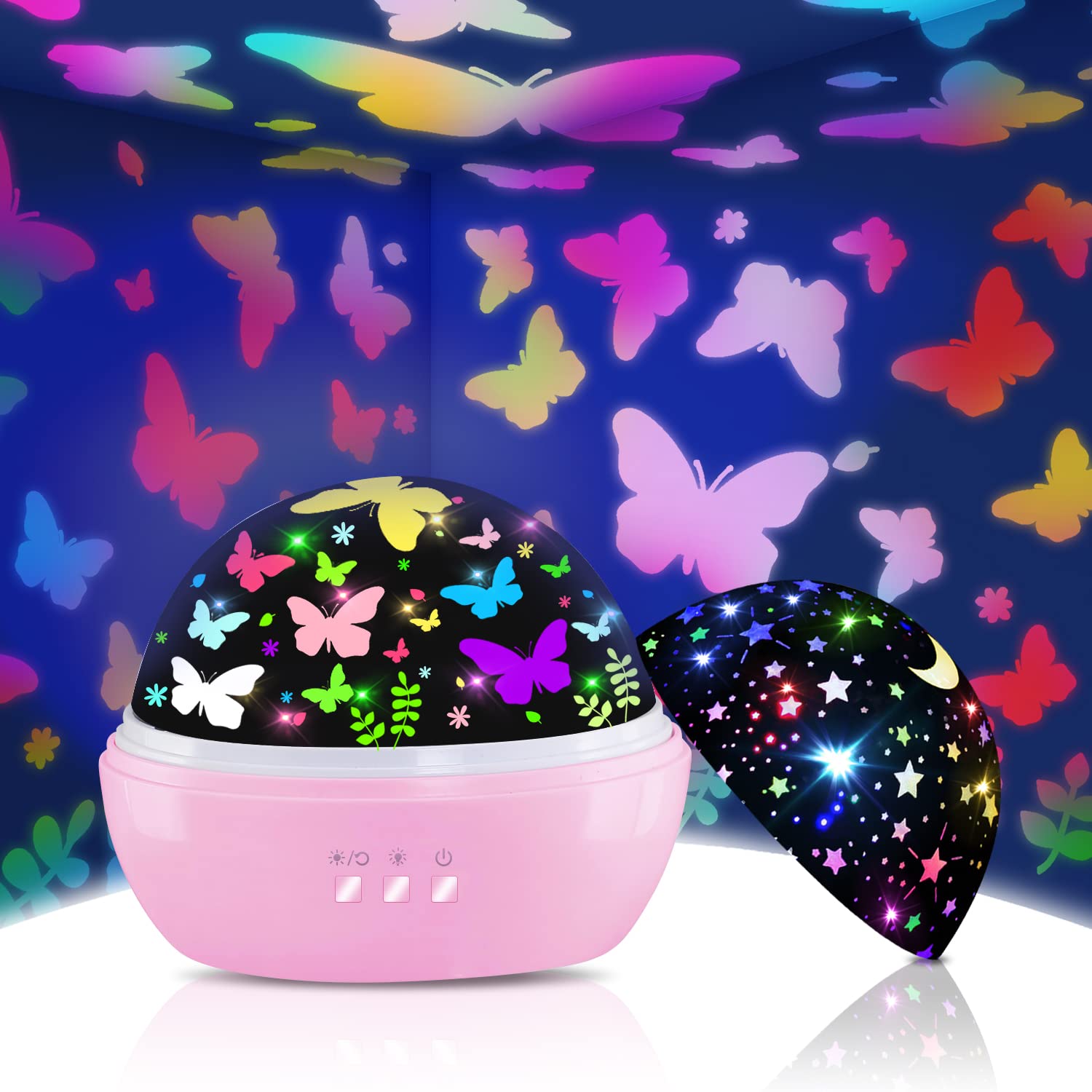 Butterfly Decorations Toddler Toys for 3-8 Year Old Girls, 16 Colors Star Projector Butterfly Night Light, Butterflies Party Roo