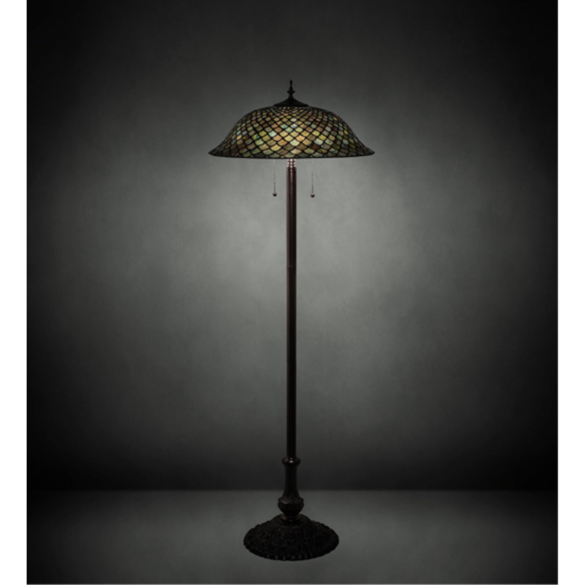 Meyda Tiffany Three Light Floor Lamp, Fishscale Collection, Mahogany Bronze Finish, Model 71245, 20.00 inches