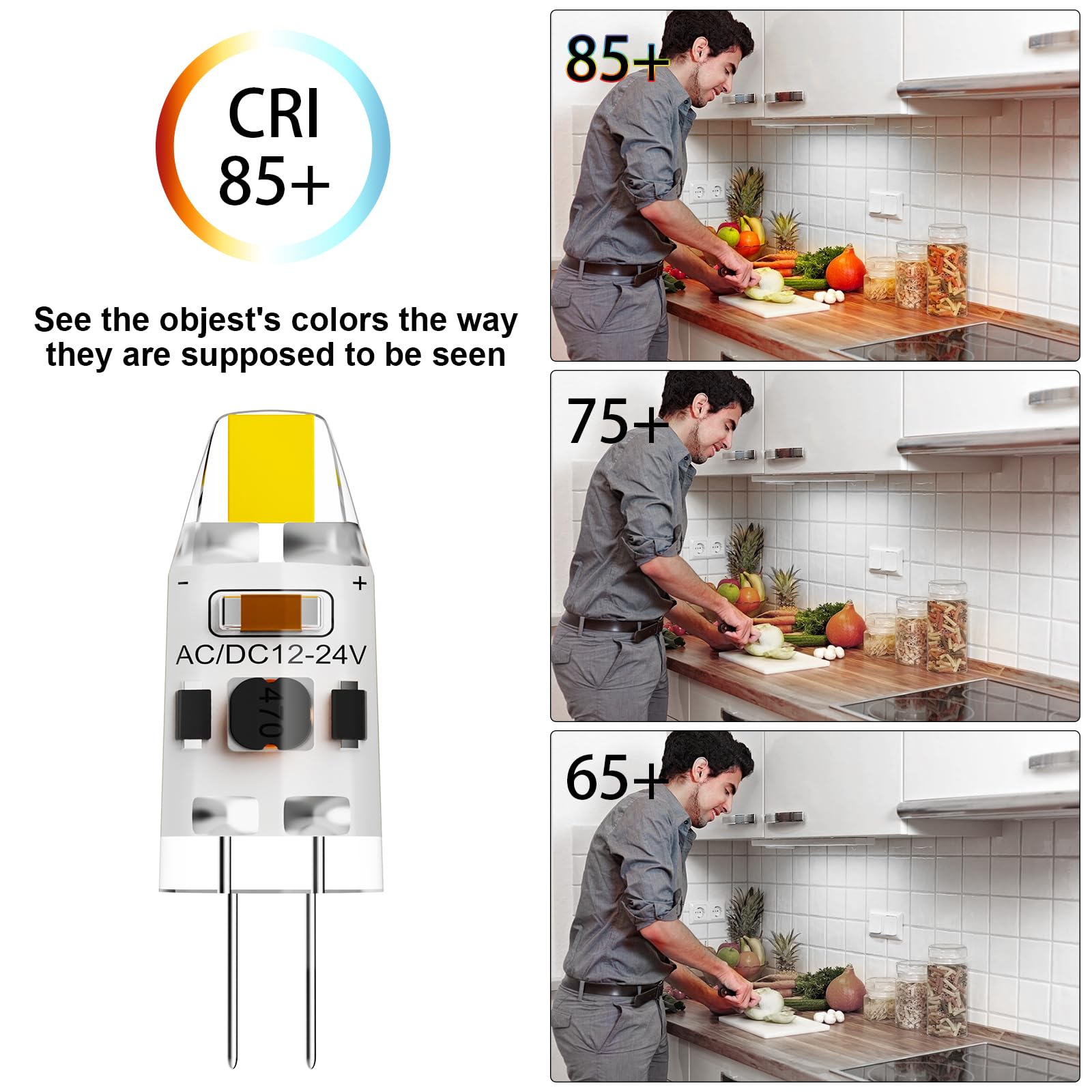 TAIYALOO G4 LED Bulb 1W Equivalent to 10W, AC/DC 12V, Daylight White 6000K, Bi-Pin G4 Base,