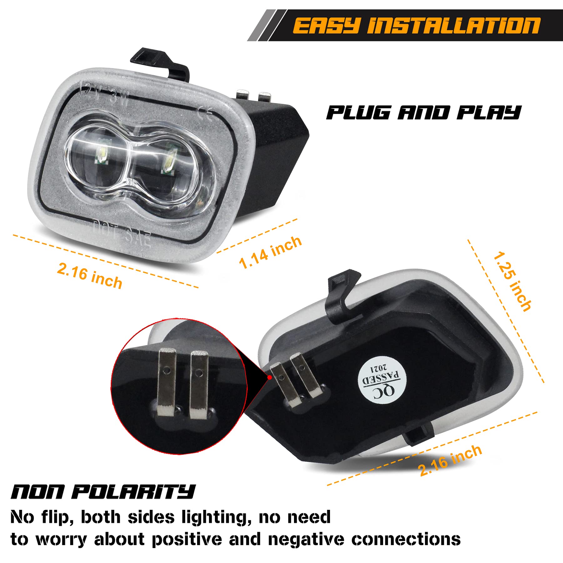 NDRUSH Black Side Mirror Puddle Light LED Lamp Assembly for Ford F-150 2015-2021, F-250/F-350 Super Duty 2017-2021