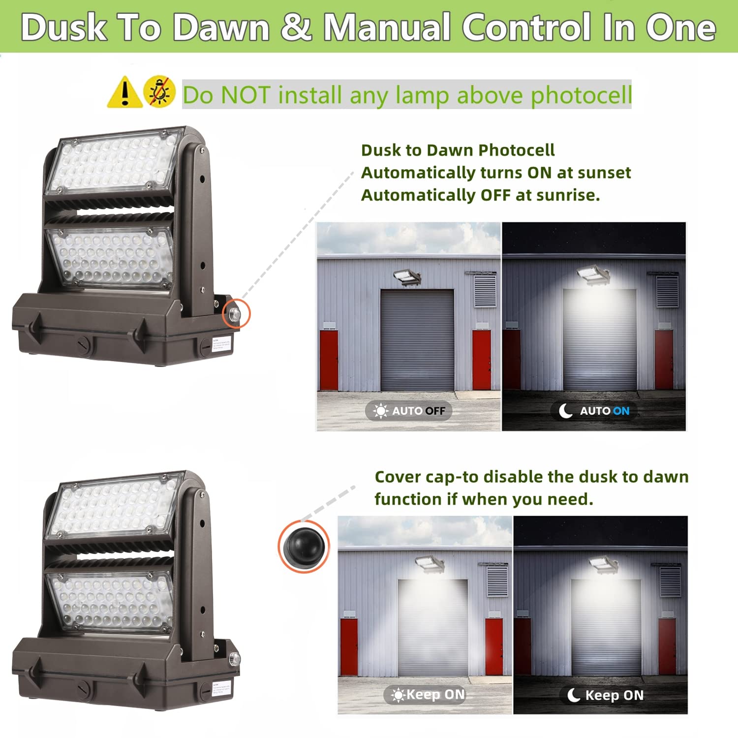 ECCFUTLL 120W LED Wall Pack Light, 5000K, 16800LM, Adjustable Head, Brown, Model RWP120W2PACK