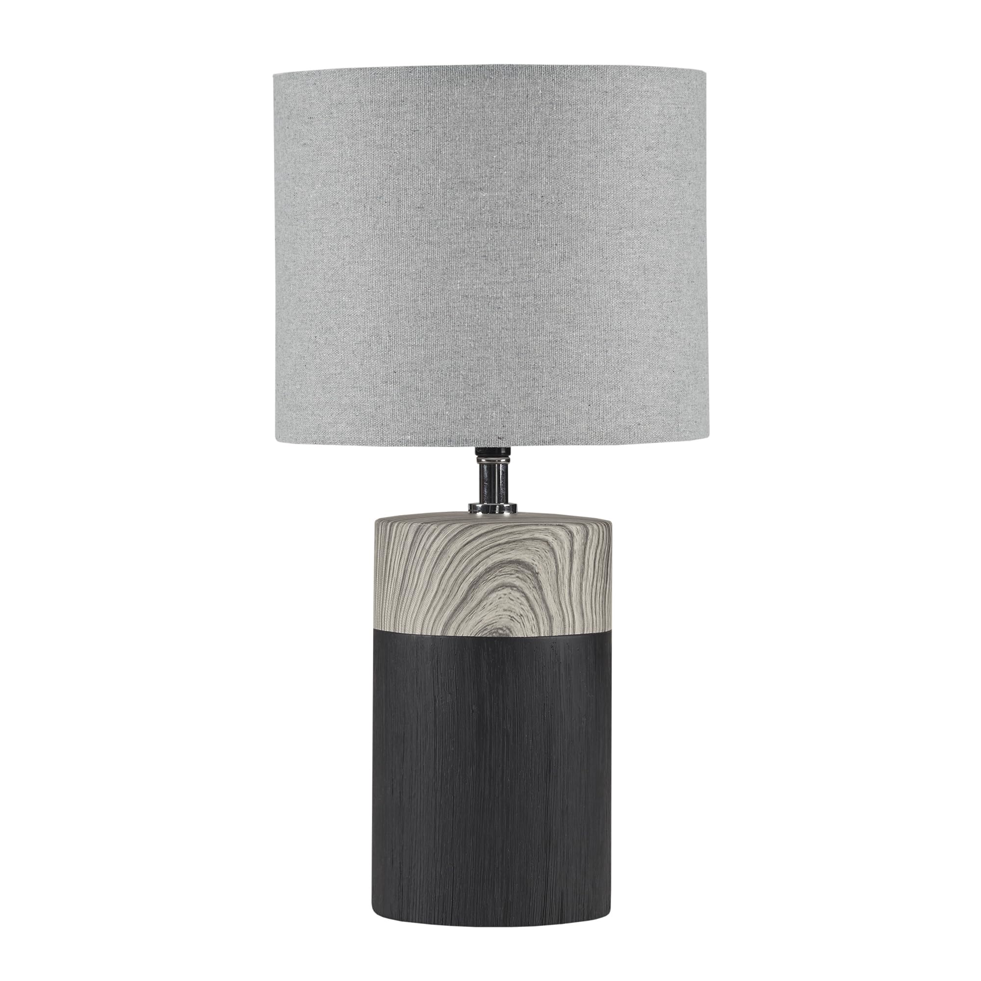 510 Design Nicolo Table Lamp, 2-Tone Ceramic & Woodgrain, 17.35 H, Grey, Nightstand/Desk Lamp, Model 5Ds153-0037