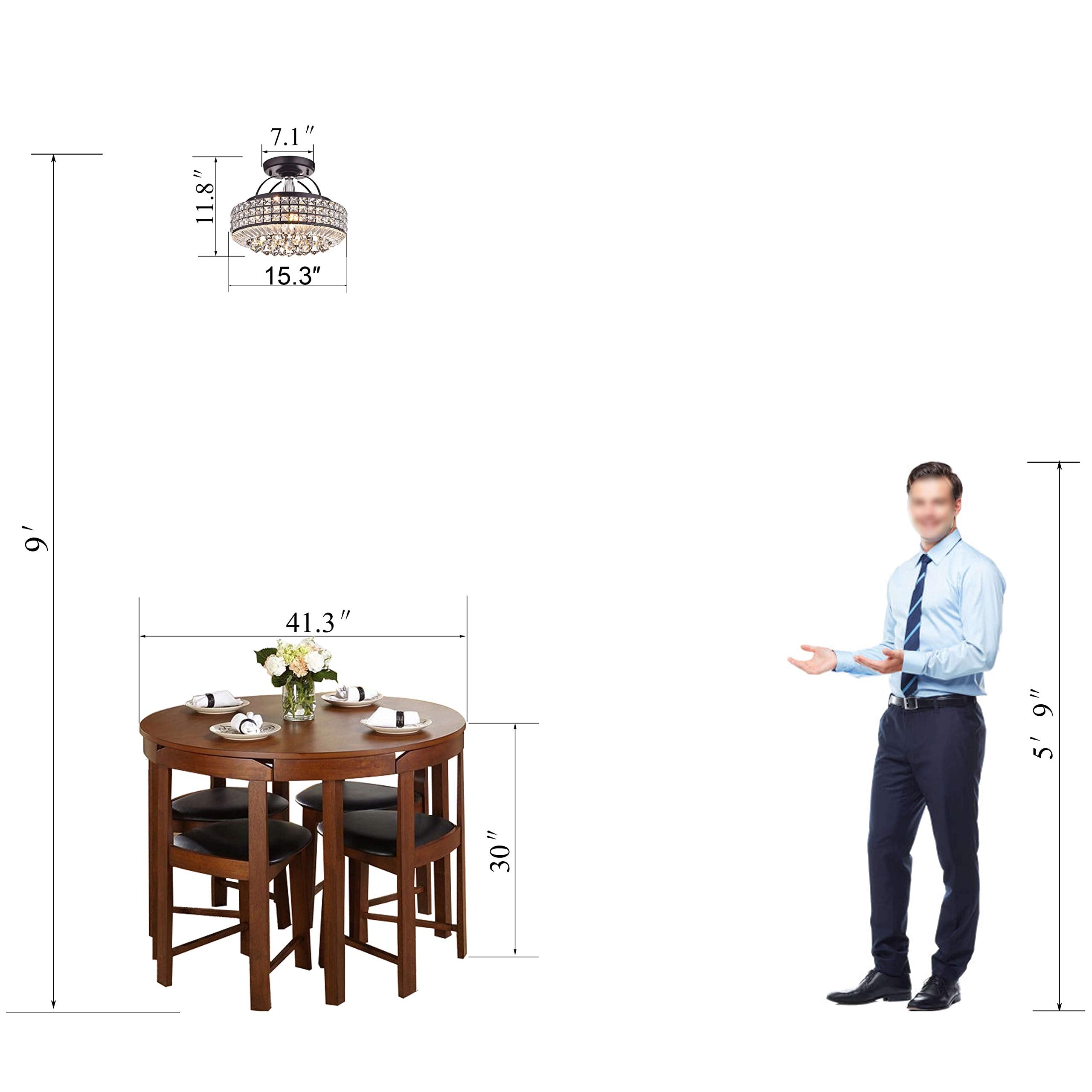 Jojospring Crystal Semi Flush Mount Chandelier, Antique Black, Model B313-RU-626