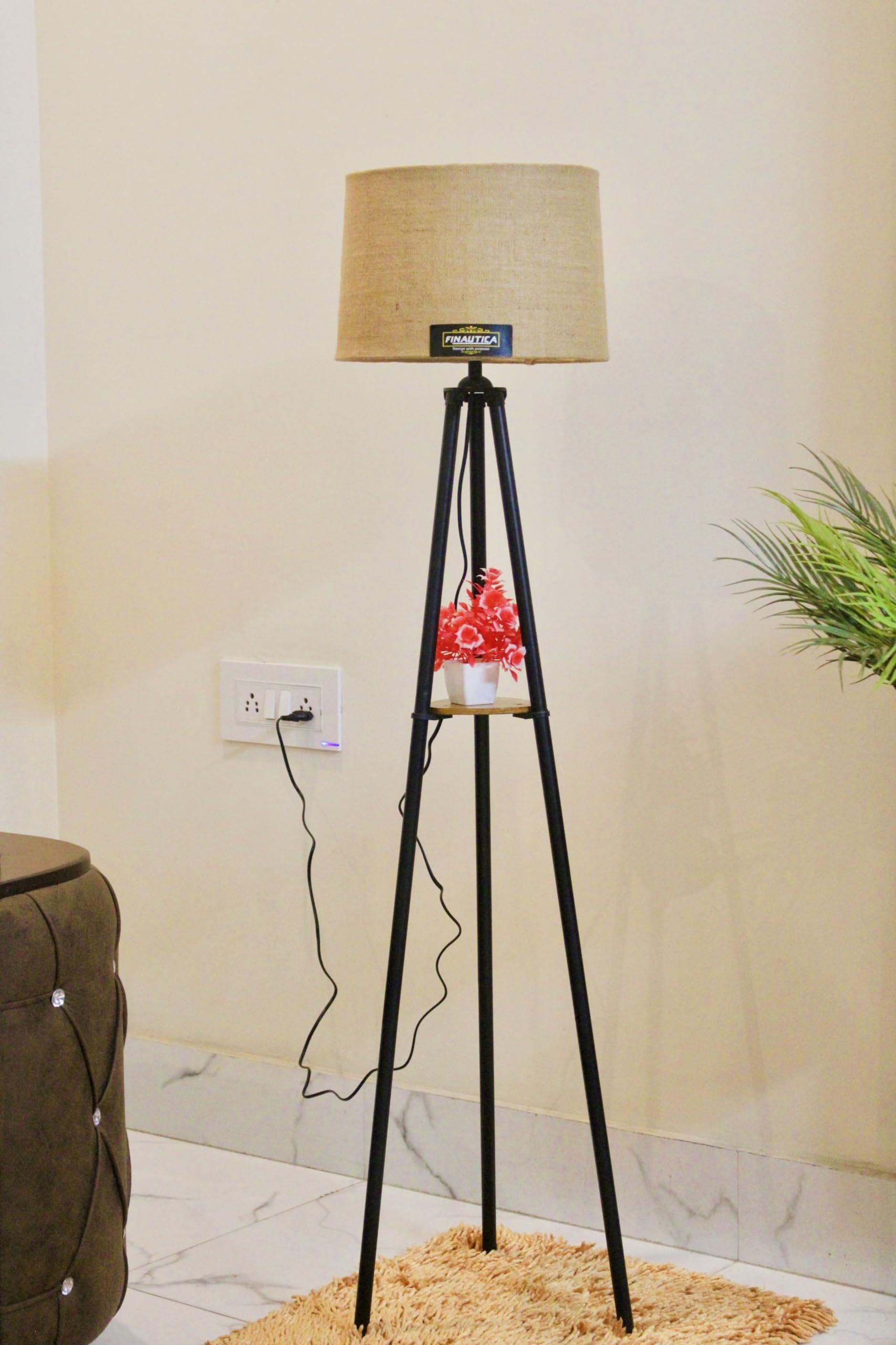 F N Italian Lamp with Home Decor Corner Design Jute Drum Shade, Bulb, Wiring, E27 Holder Included Pack of 1