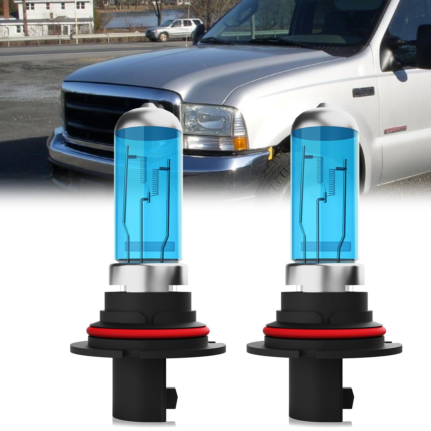 LECCIBUB Headlight Bulbs Compatible With Ford F350 1994-1998, 9007 High Low Beam Halogen Light Bulb Combo, Super Bright 6000K Wh