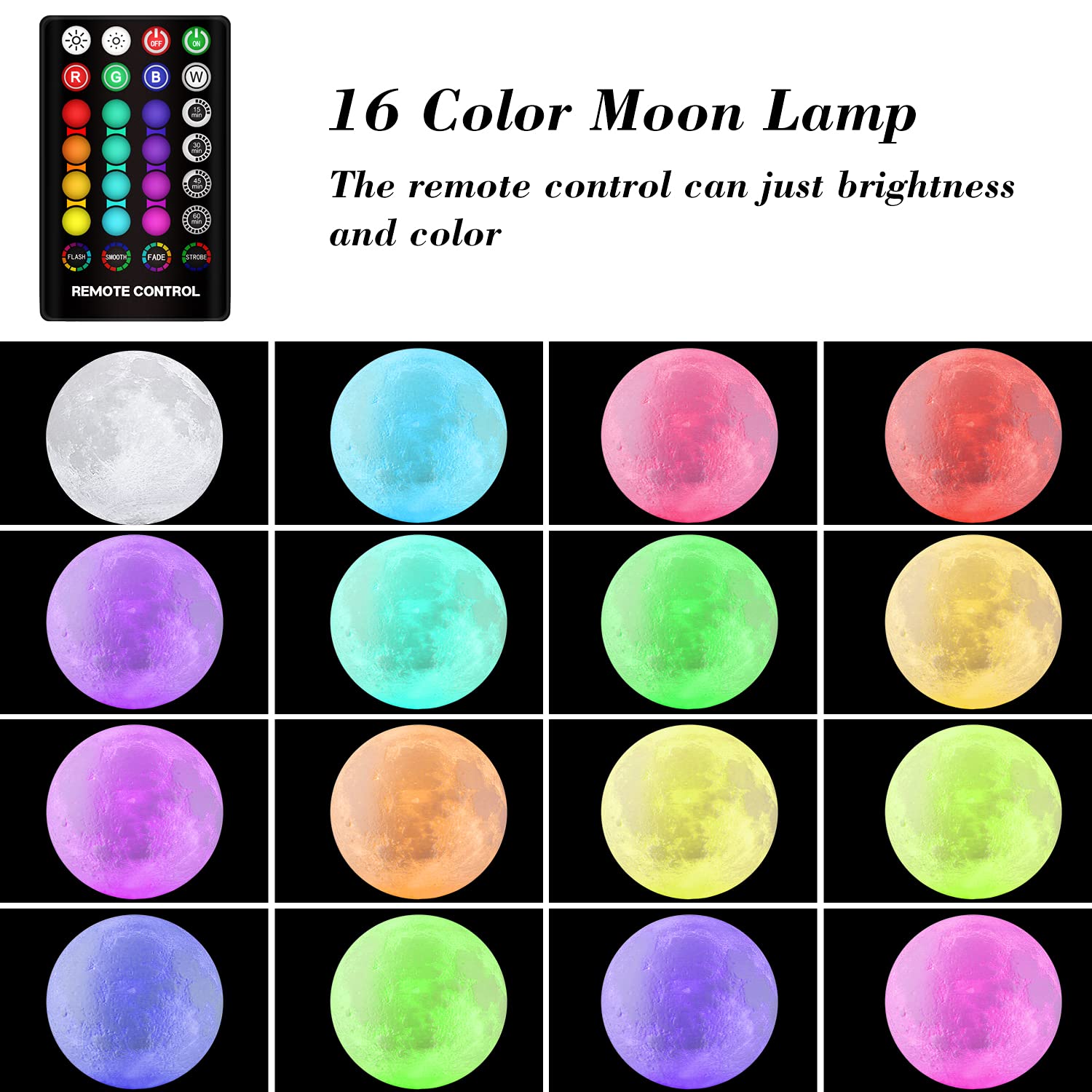 Gdpets Moon Lamp, 16 Colors Moon Night Light With Stand & Remote &Touch Control And Usb Rechargeable Decorative Light Up Moon La