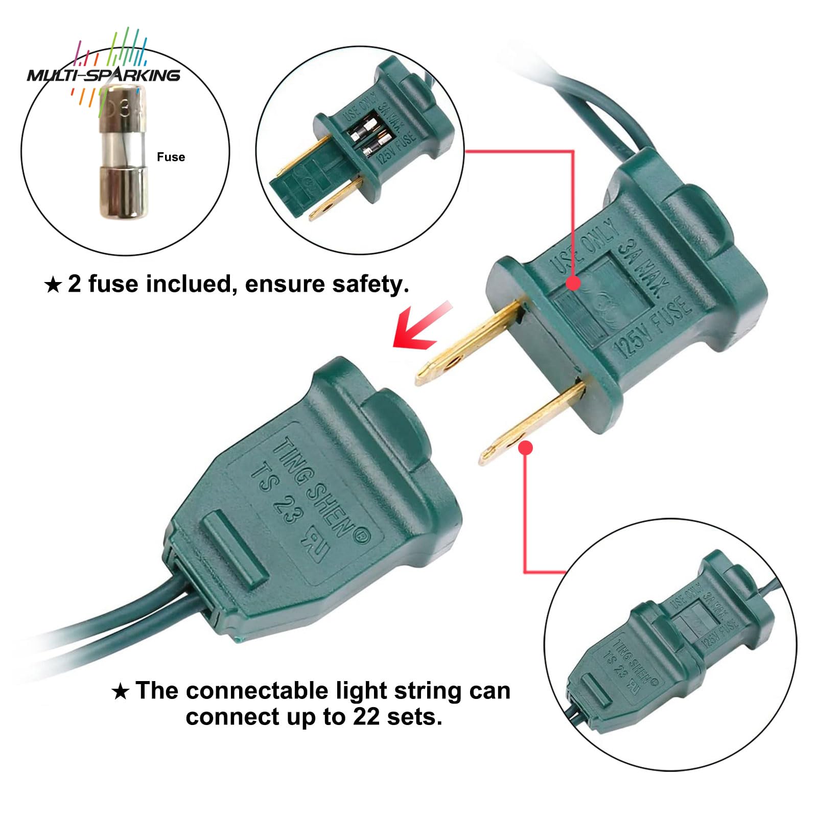 Multi-Sparking Warm White Christmas Lights (11 Feet, 35 Count) - Led Christmas Tree Lights Green Wire, Mini String Lights For Indoor And Outdoor Christmas Decorations