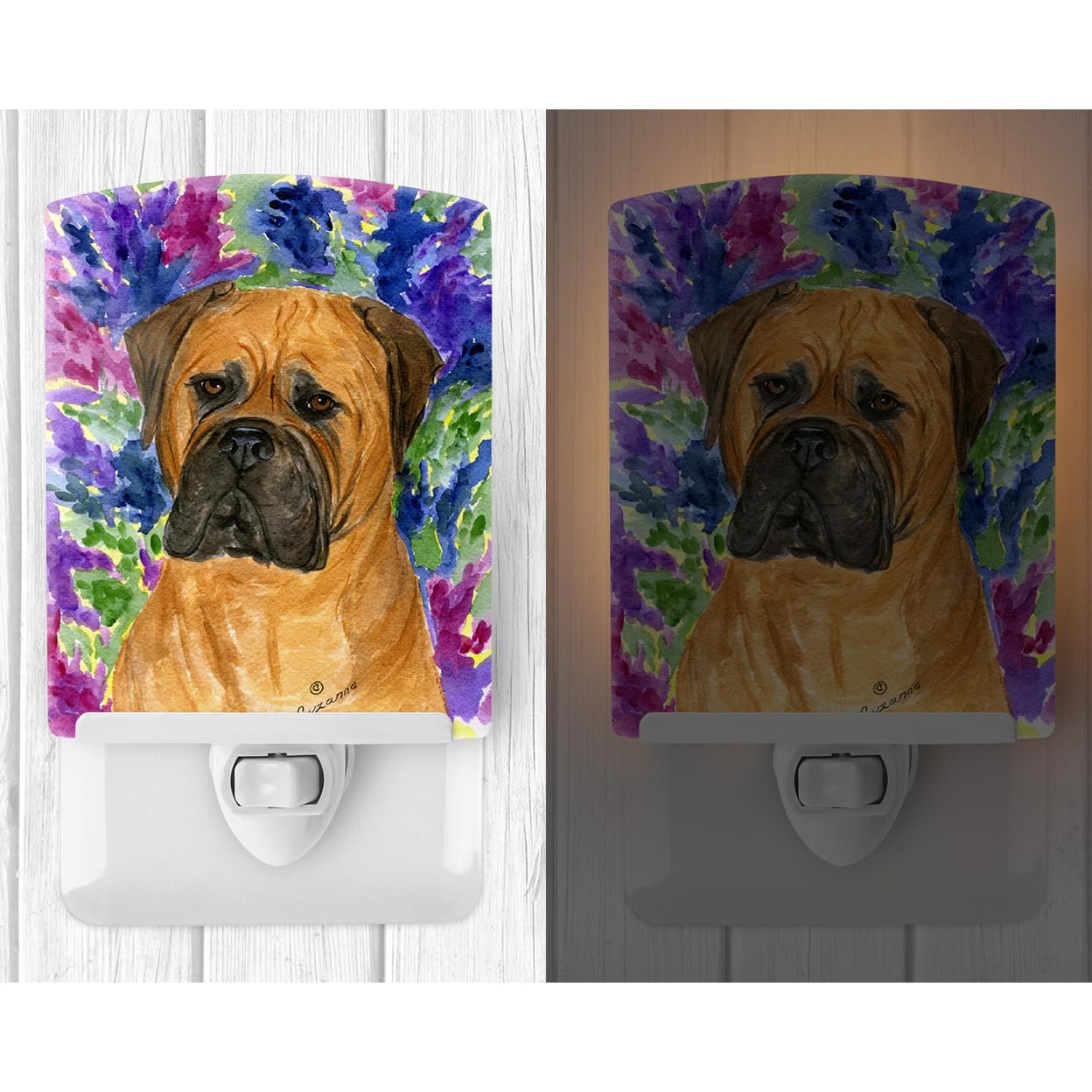 Caroline'S Treasures Ss8155Cnl Bullmastiff Ceramic Night Light Compact, Ul-Certified, Ideal For Bedroom, Bathroom, Nursery, Hallway, Kitchen, 6X4X3, Multicolor
