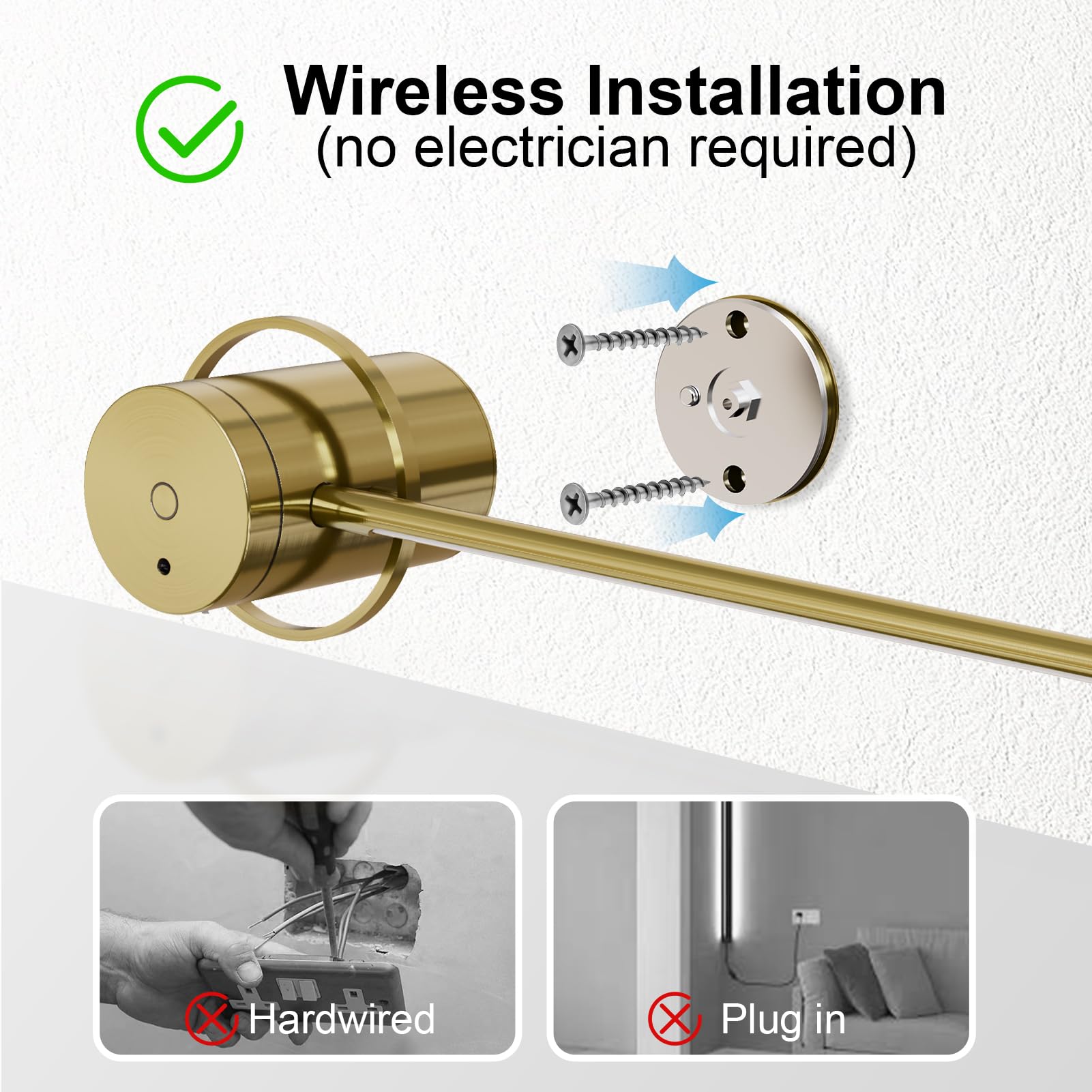Wireless Wall Sconces Set Of Two, 23.6'' Rechargeable Art Display Light, 3 Color Temperature Dimmable With 350? Rotation Wireles