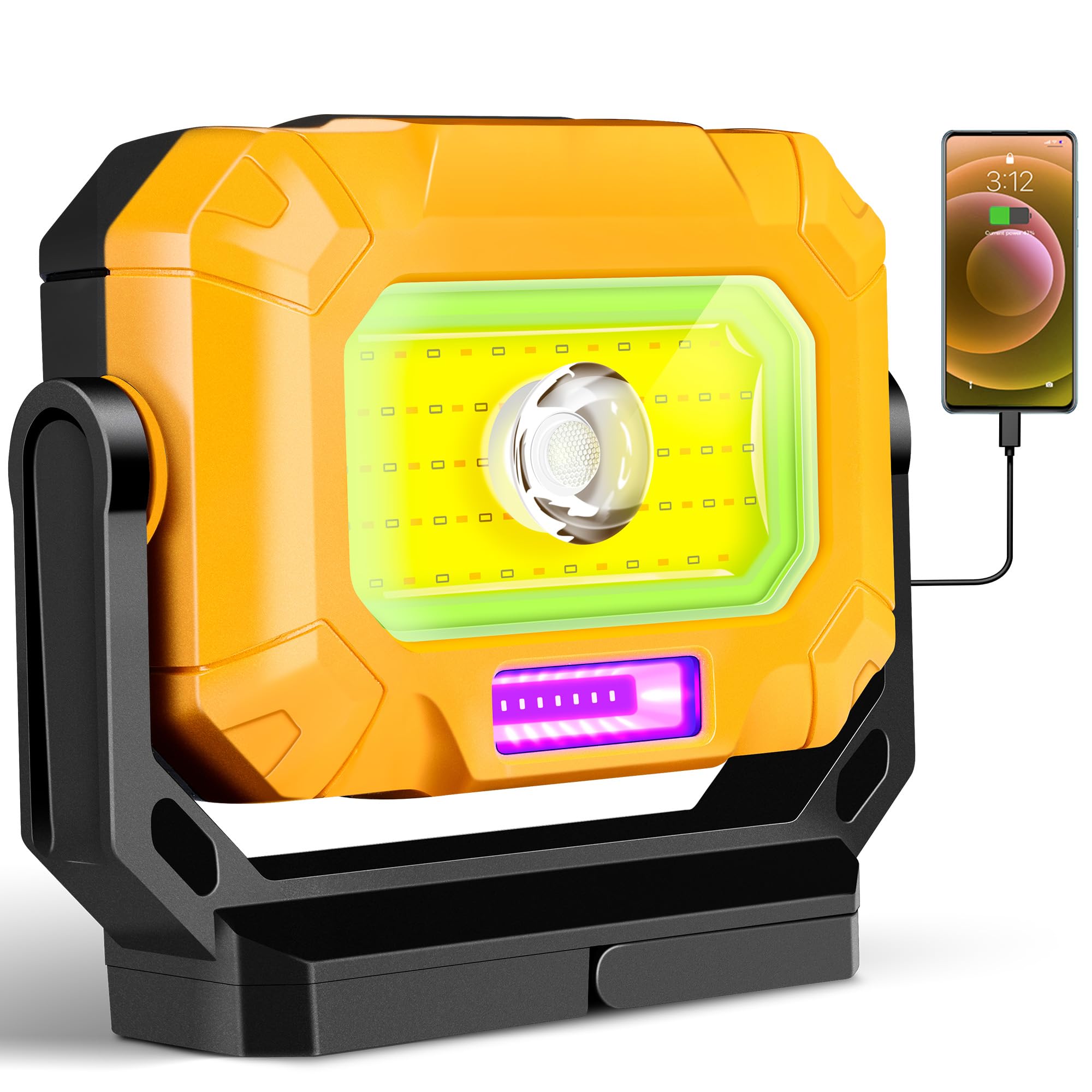 Keadeso Led Work Light, 1500Lm Magnetic Work Light With 360°Rotating Magnetic Stand & 15 Modes, 4000Mah Rechargeable Mechanic Light With Hook For Emergency Car Repairing, Father'S Day Gift