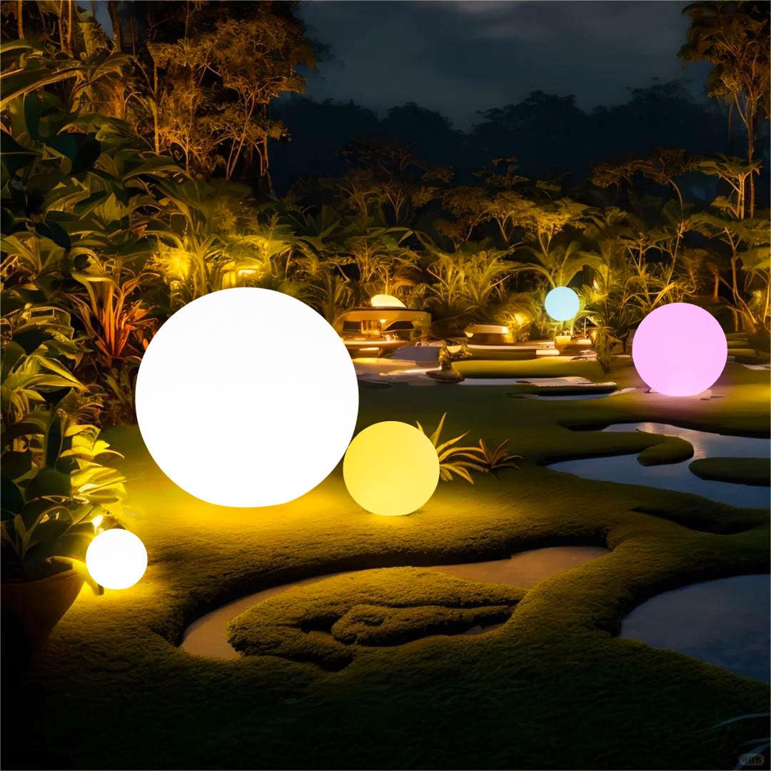20-In Led Glowing Orb Light, Dimmable Rgb Color Changing Globe Floor Lamp With Remote, Large Rechargeable Outdoor Garden Ball Li
