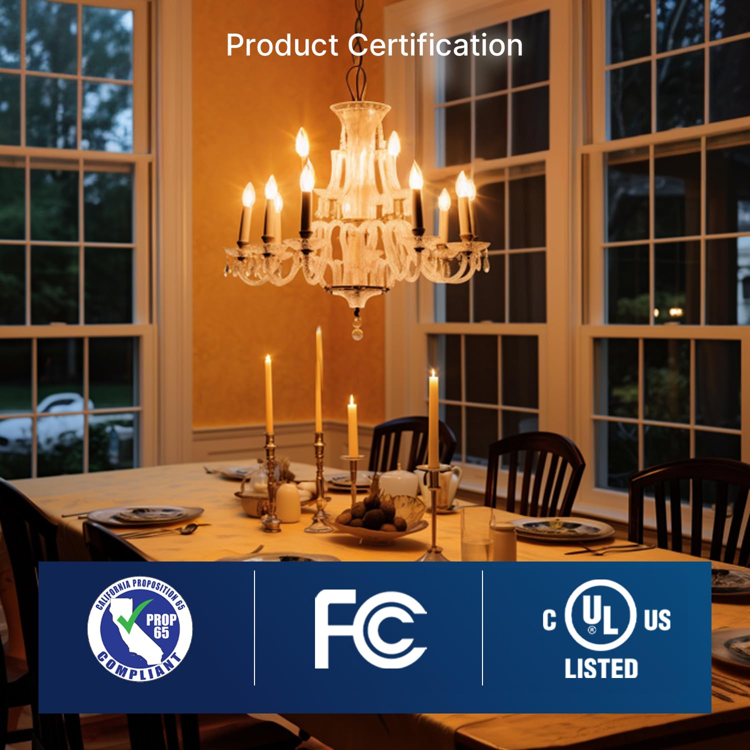 FLSNT LED Candelabra Light Bulbs, 40W Equivalent, Dimmable, 2200K Warm White, 12 Pack, Amber Glass
